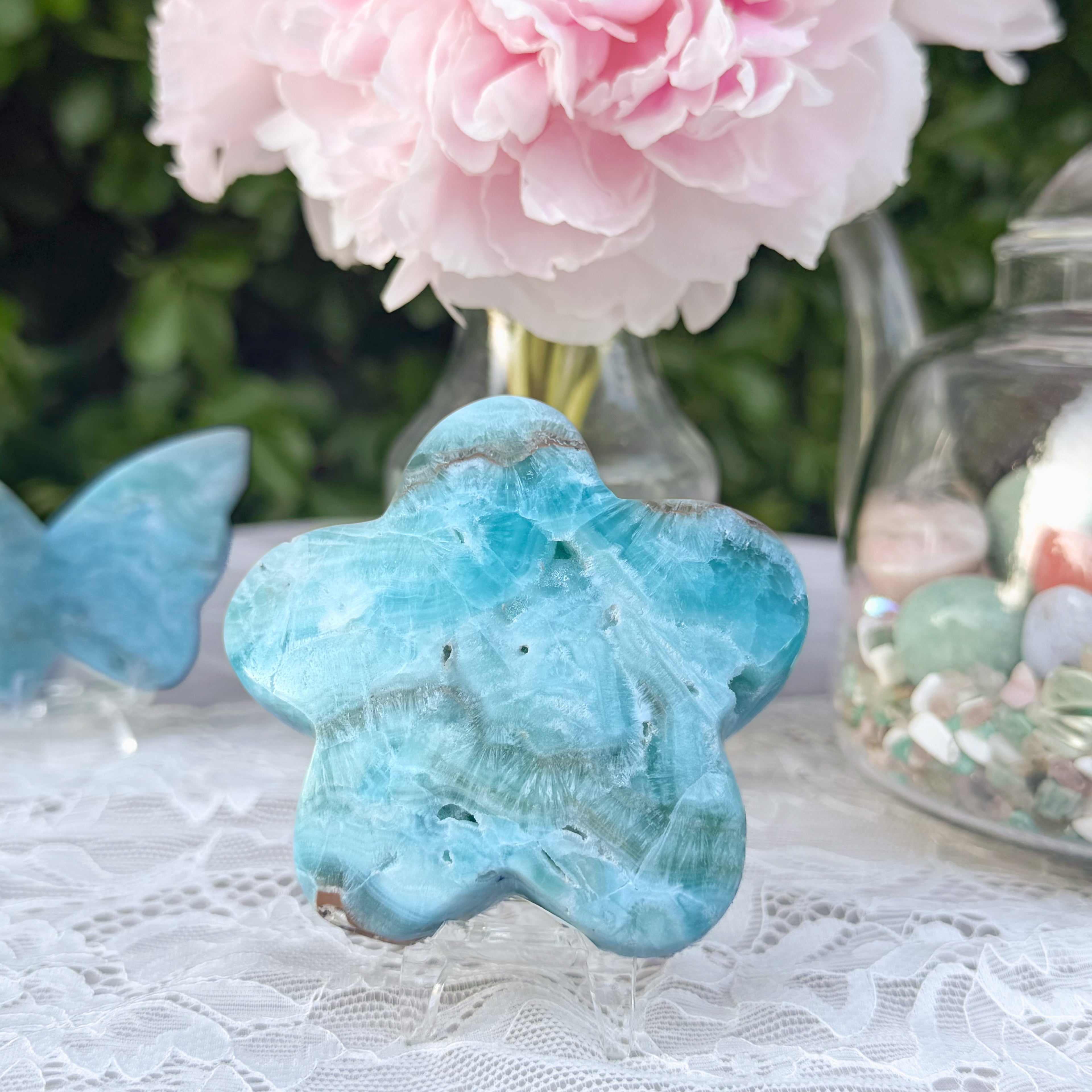 Blue Aragonite Star Carving (Choose Your Own)