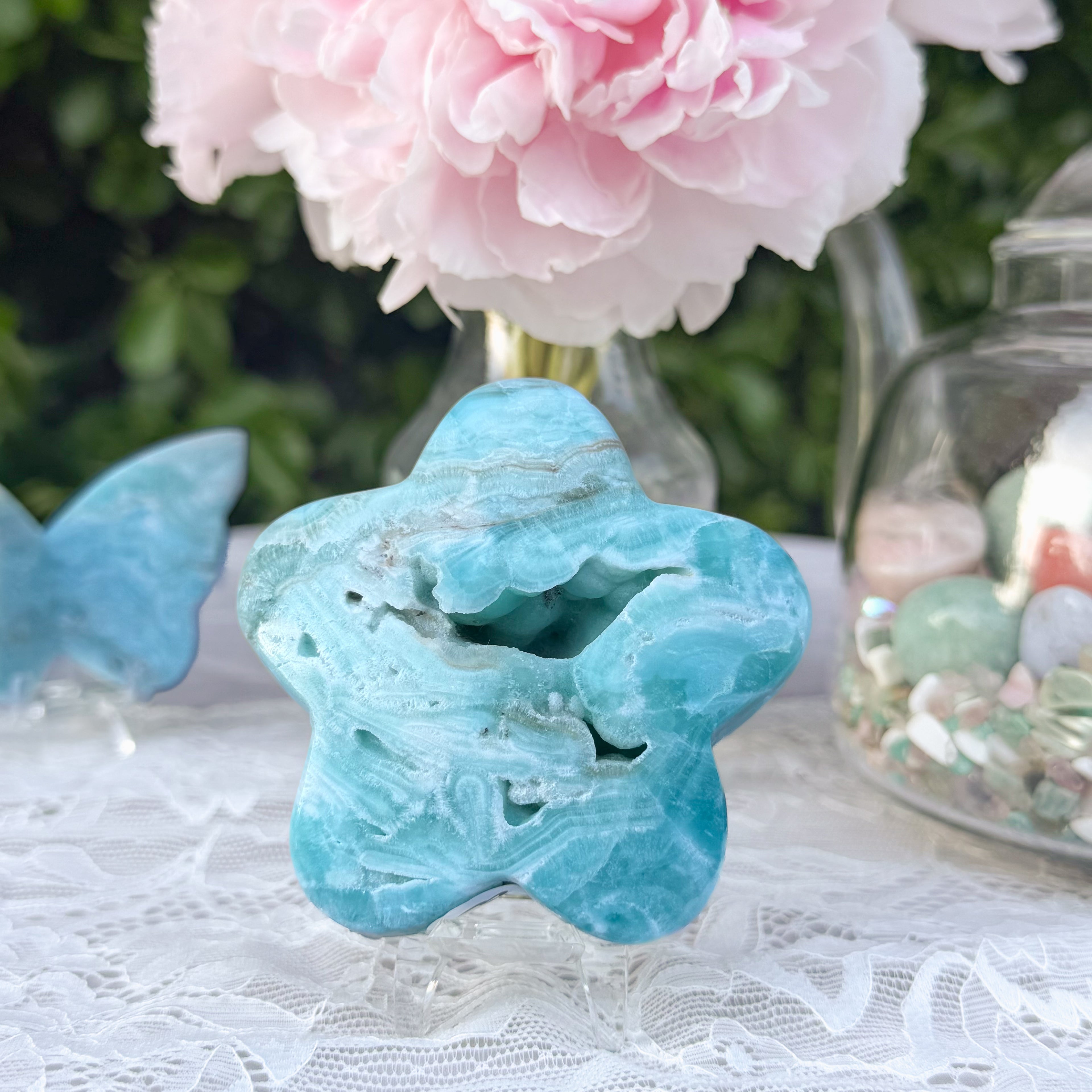 Blue Aragonite Star Carving (Choose Your Own)