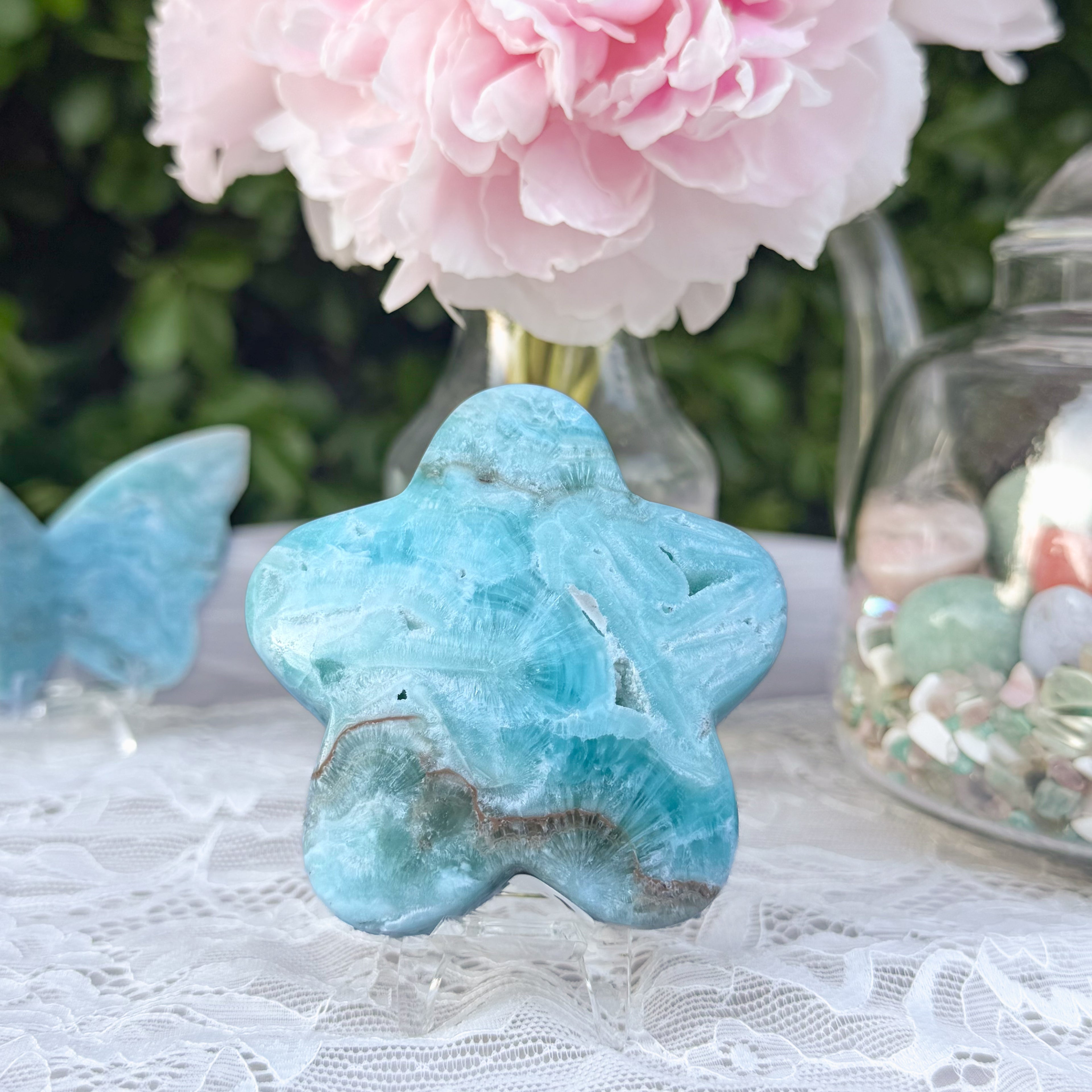 Blue Aragonite Star Carving (Choose Your Own)