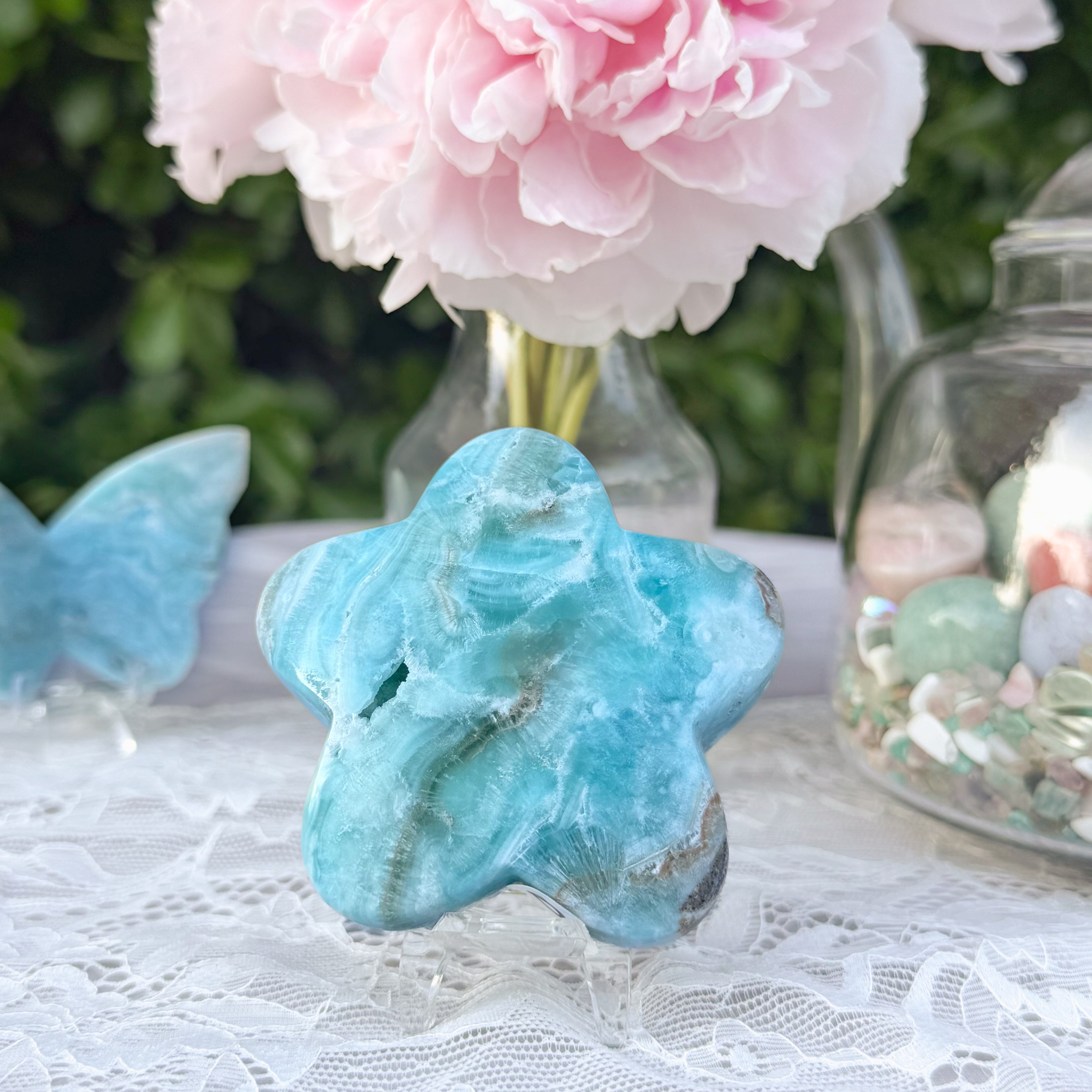 Blue Aragonite Star Carving (Choose Your Own)