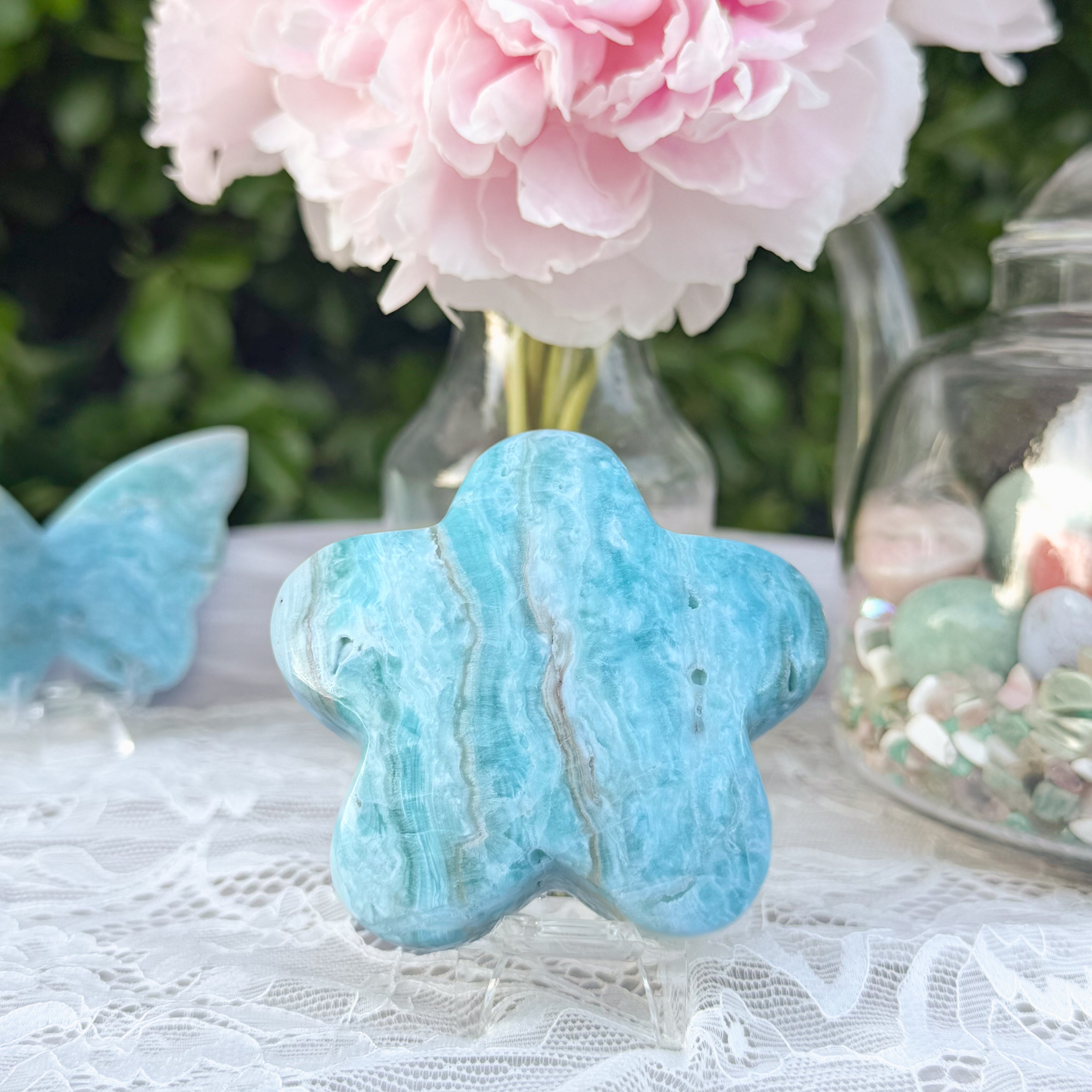 Blue Aragonite Star Carving (Choose Your Own)