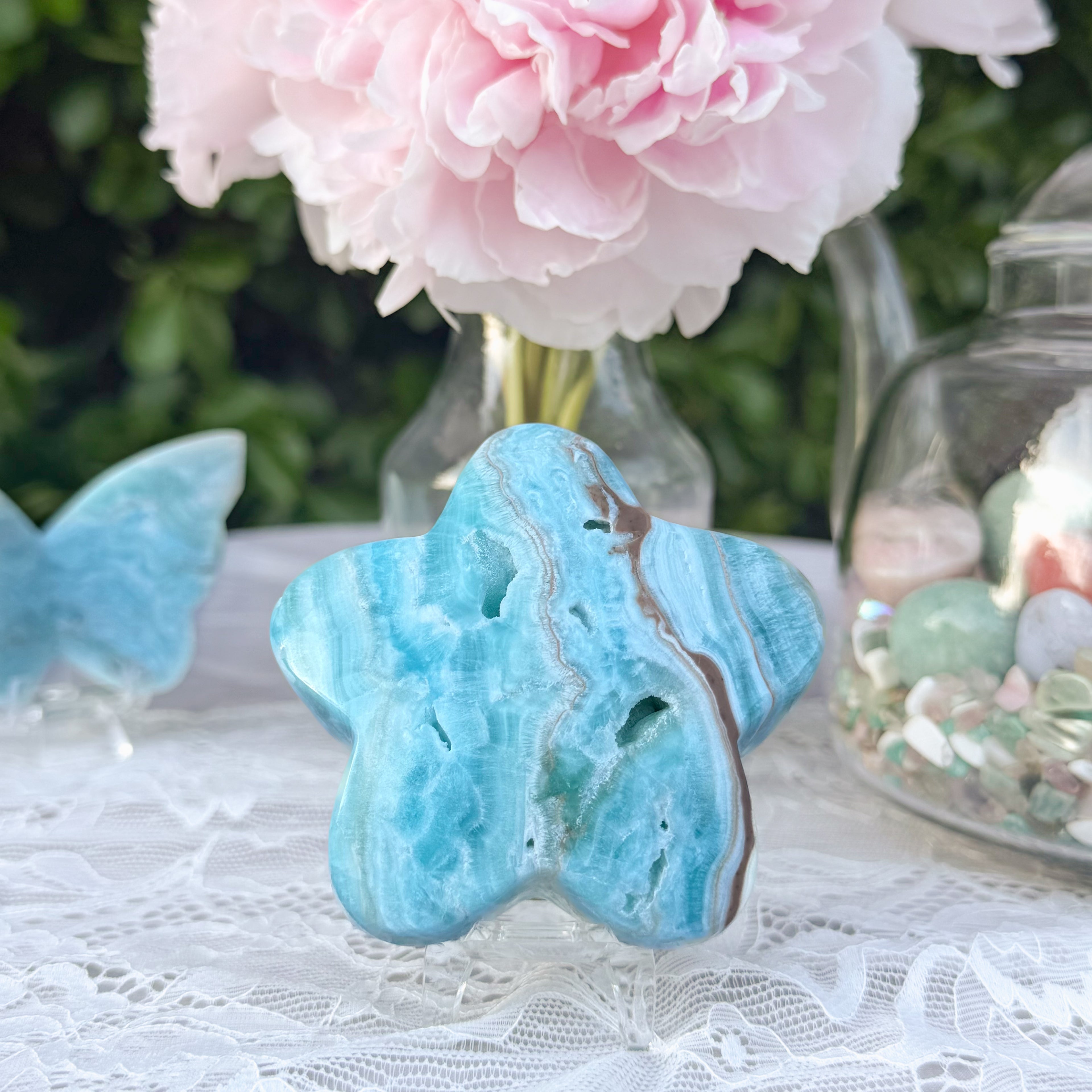 Blue Aragonite Star Carving (Choose Your Own)