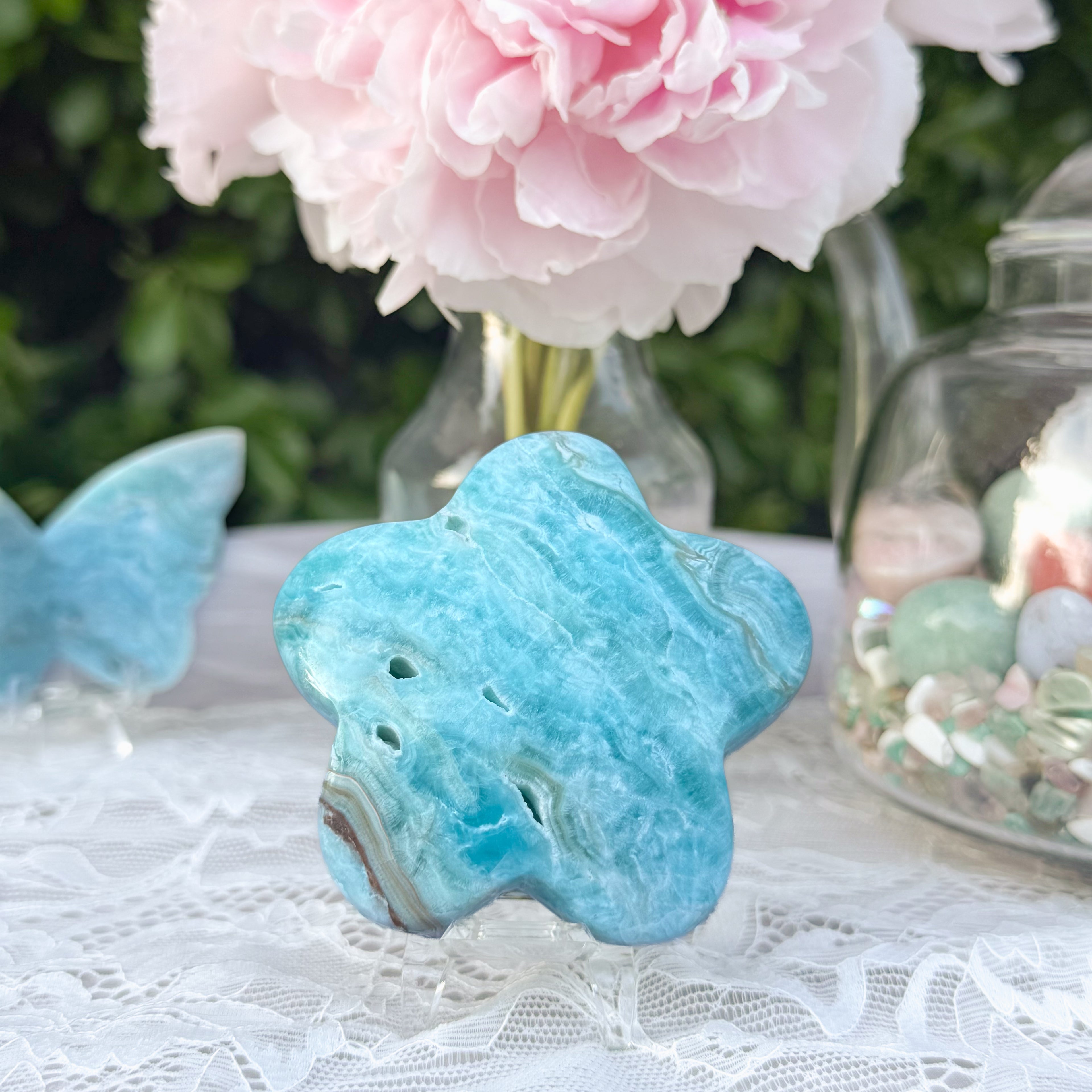 Blue Aragonite Star Carving (Choose Your Own)
