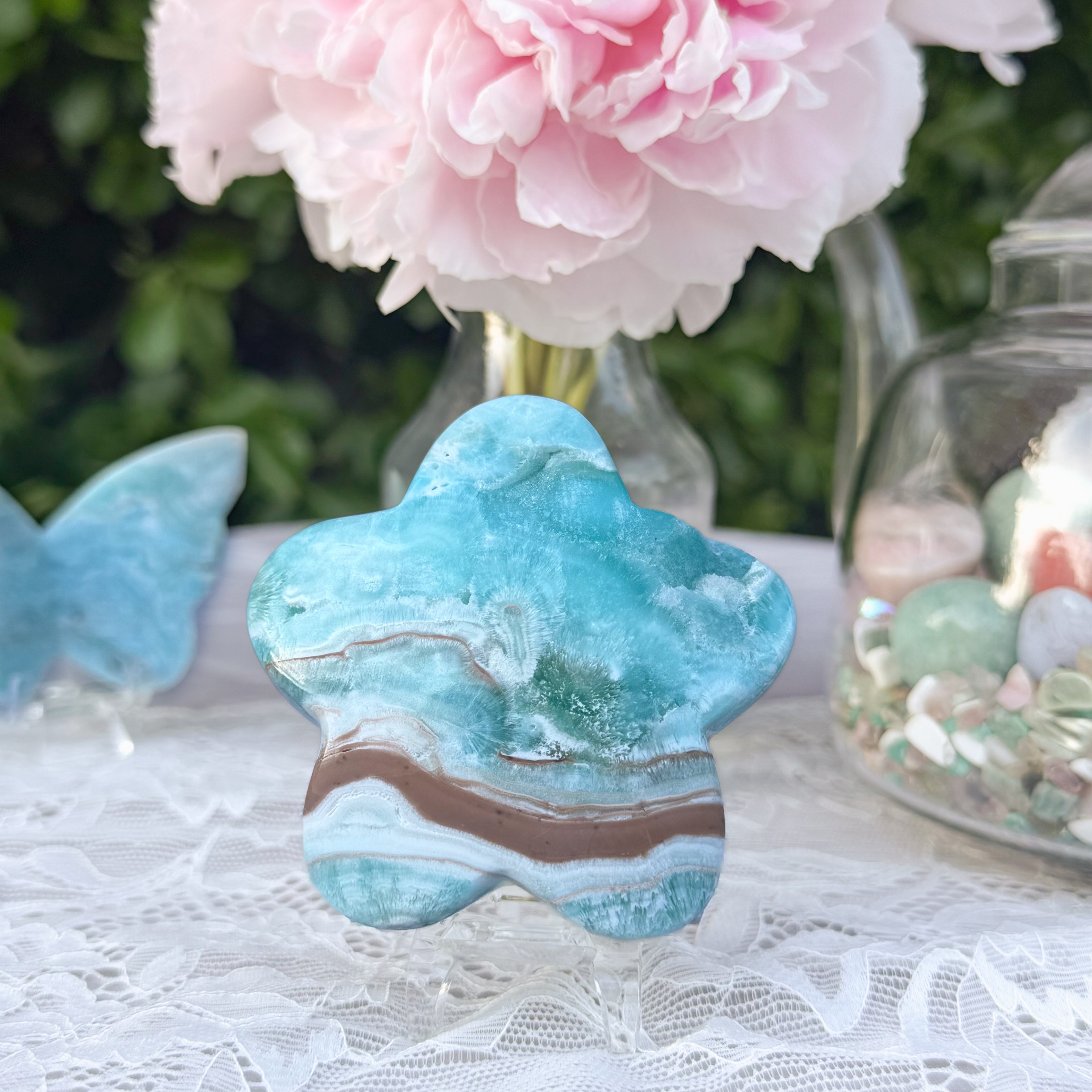 Blue Aragonite Star Carving (Choose Your Own)