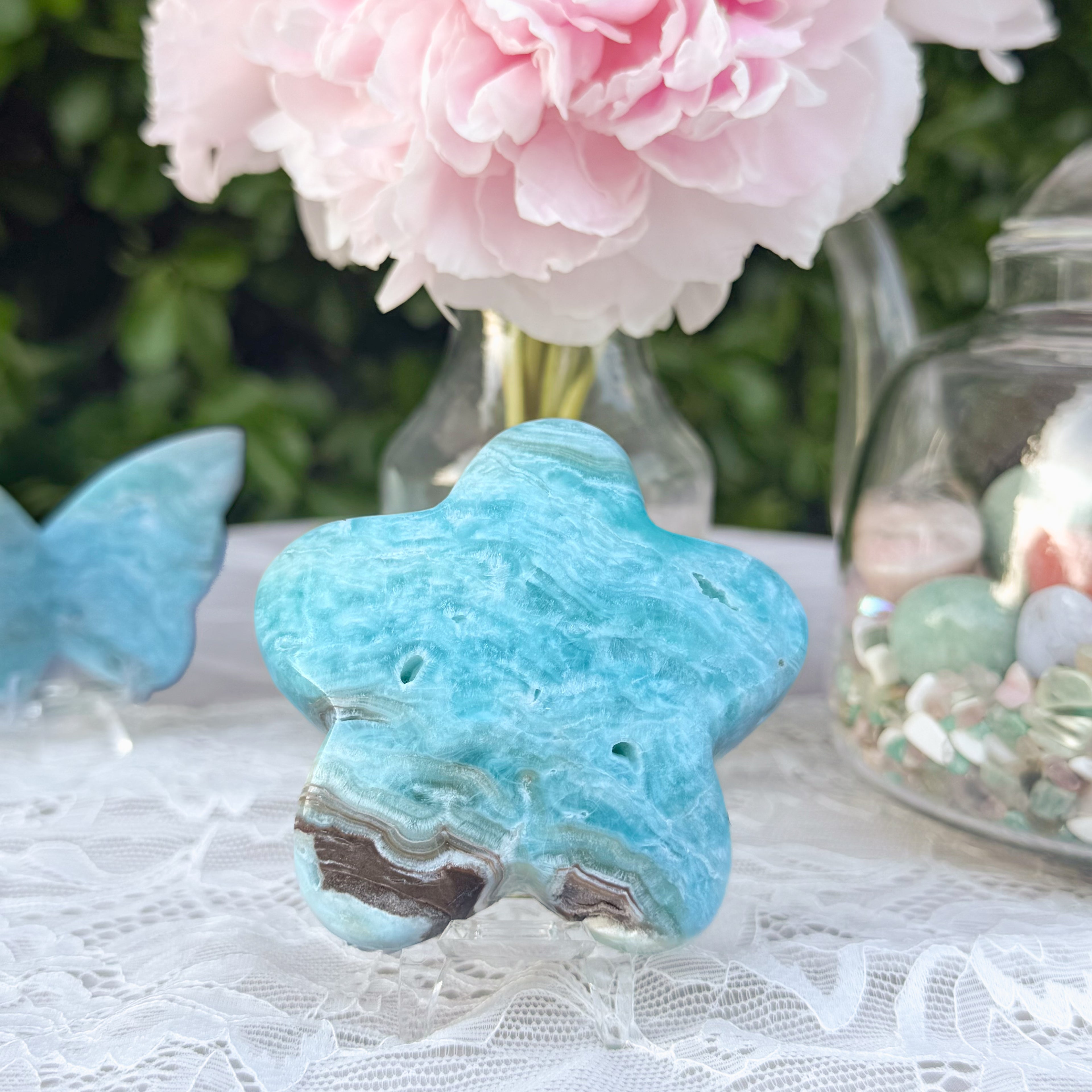 Blue Aragonite Star Carving (Choose Your Own)