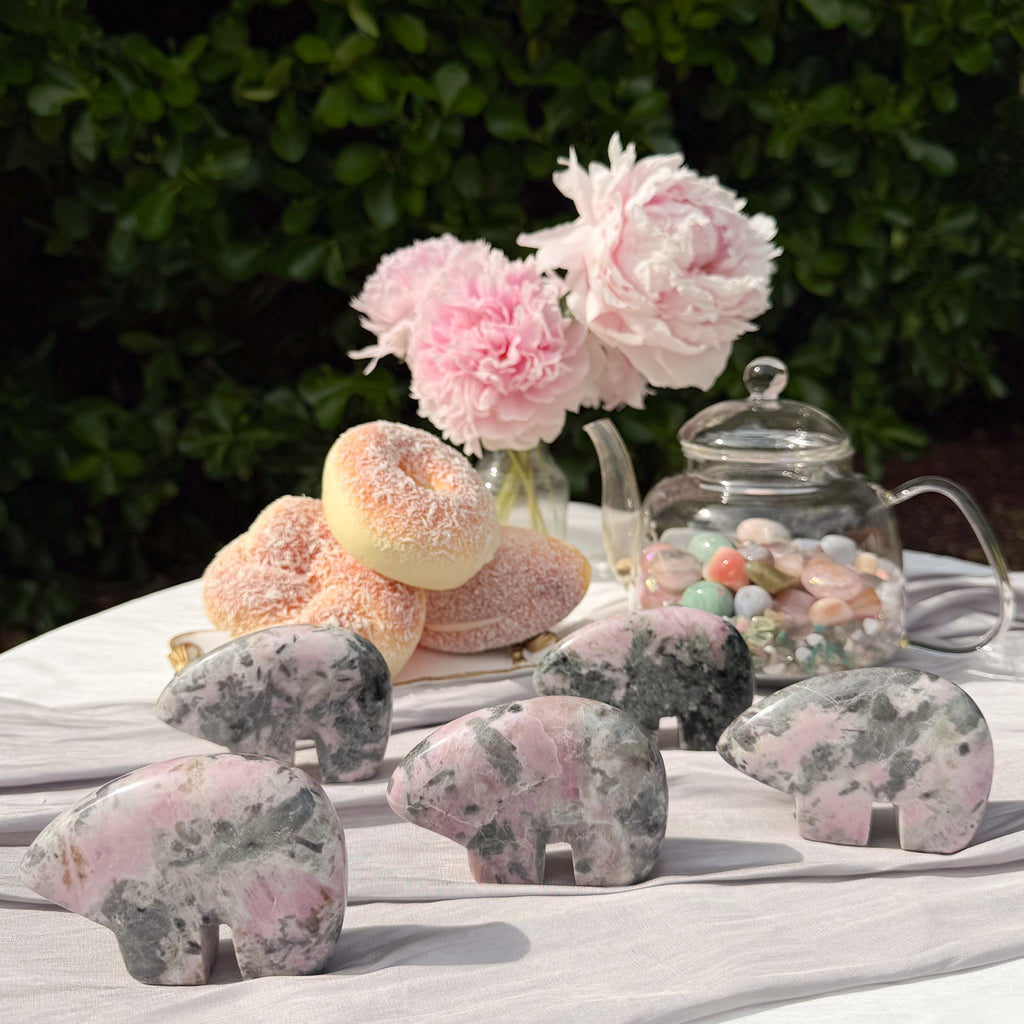 Pink Thulite & Epidote Bears (Choose Your Own)