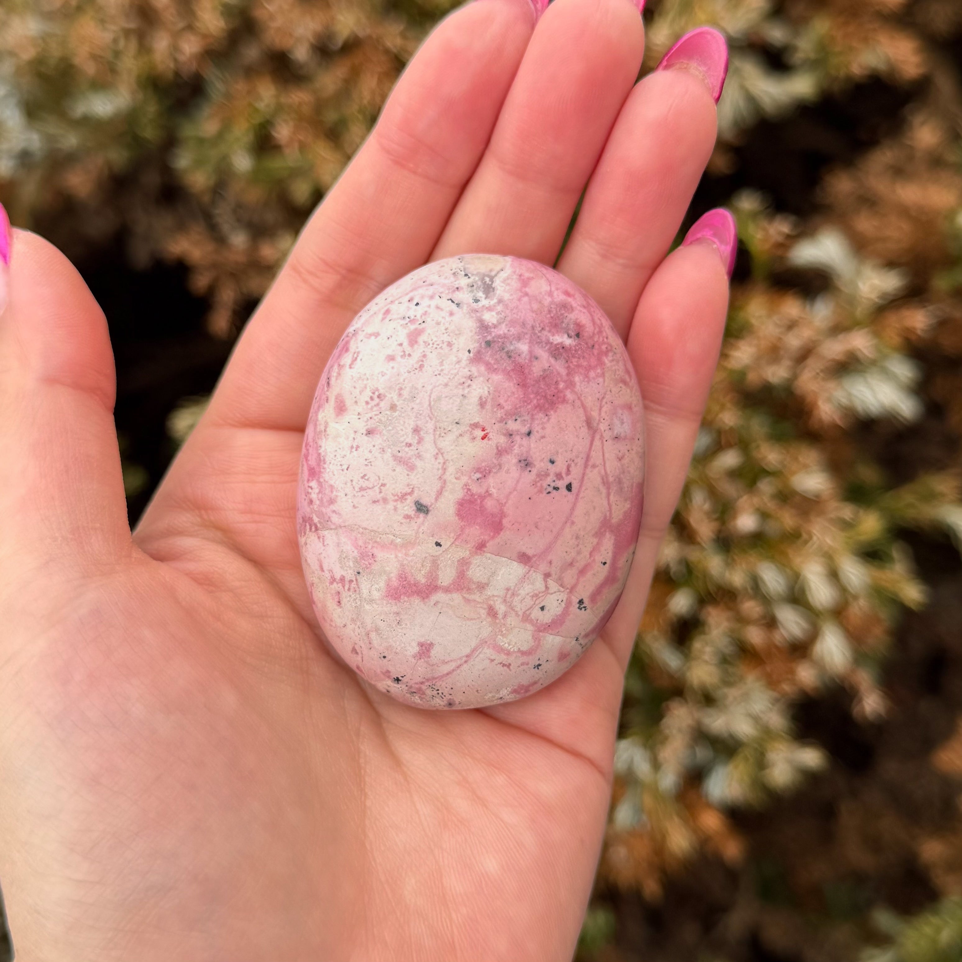 Peruvian Rhodonite Palm Stone C (High Grade)