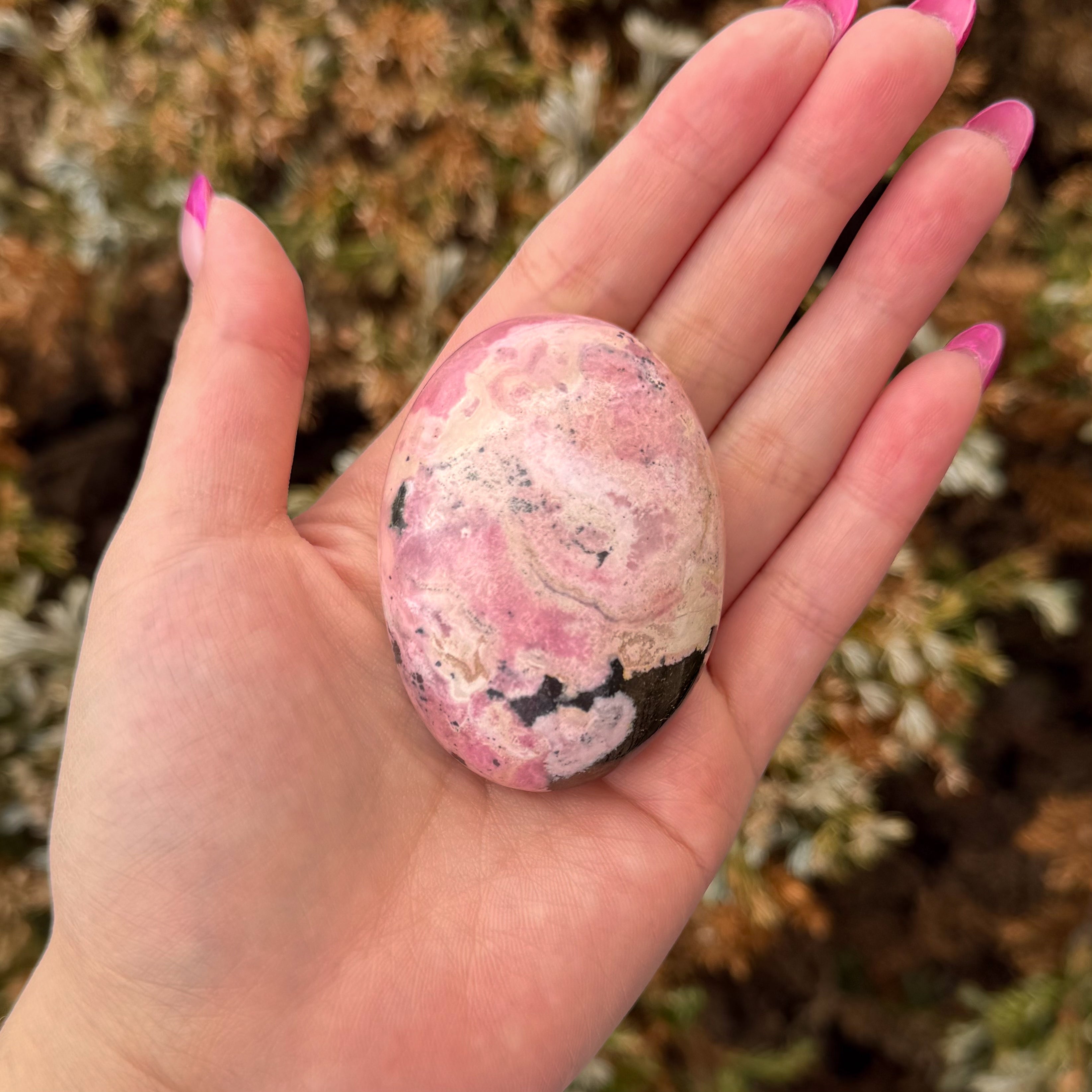 Peruvian Rhodonite Palm Stone B (High Grade)