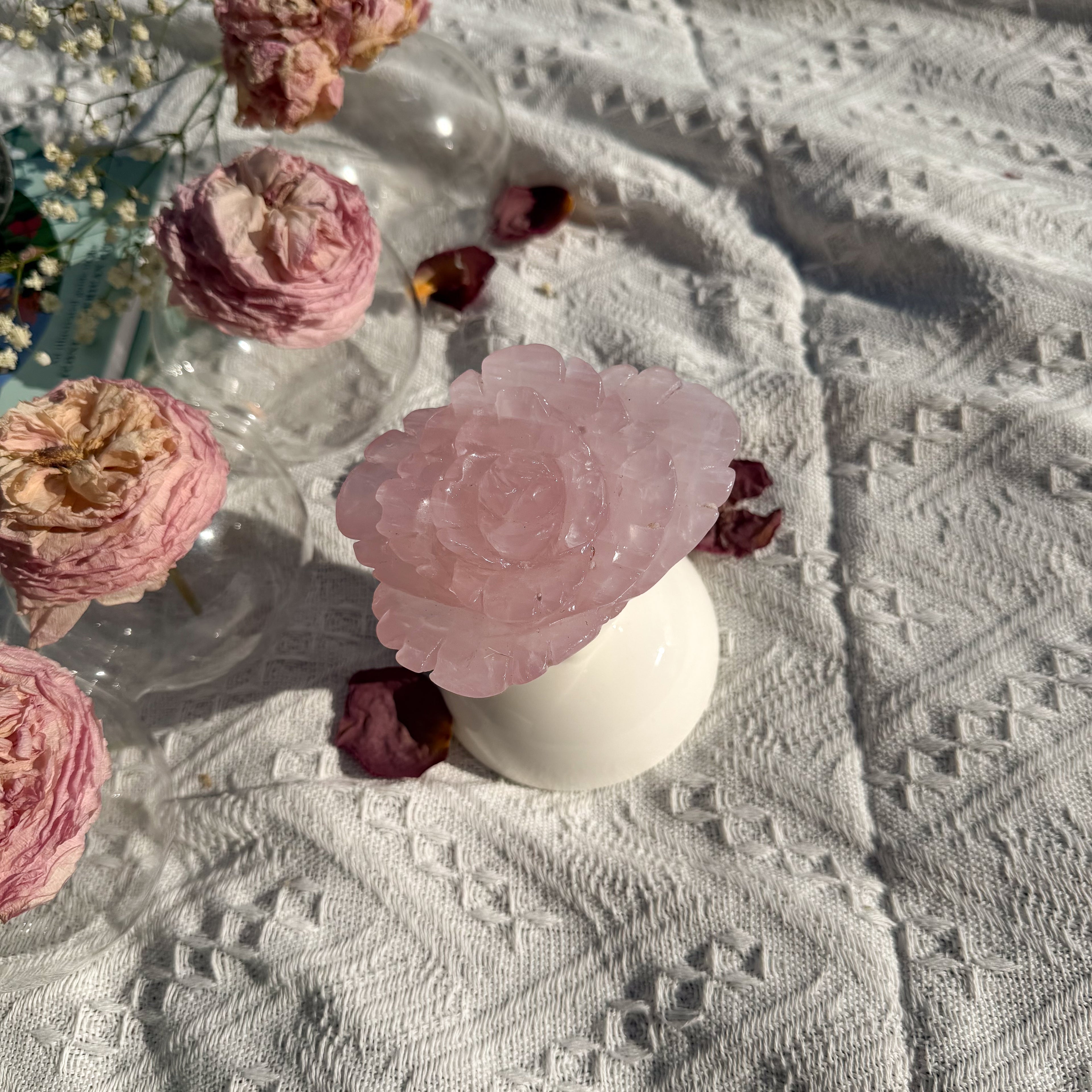 Rose Quartz Rose Carving (Choose Your Own)