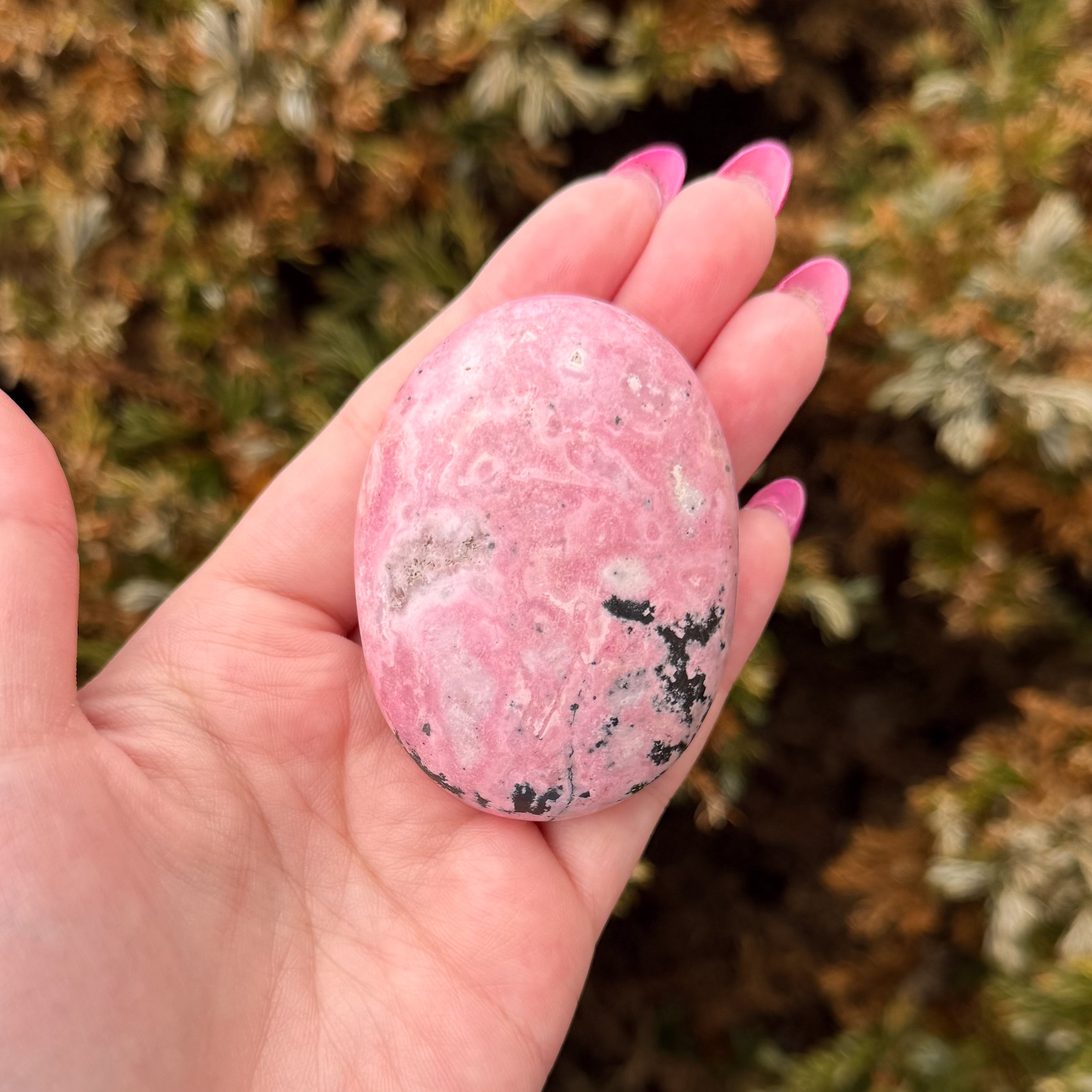 Peruvian Rhodonite Palm Stone A (High Grade)
