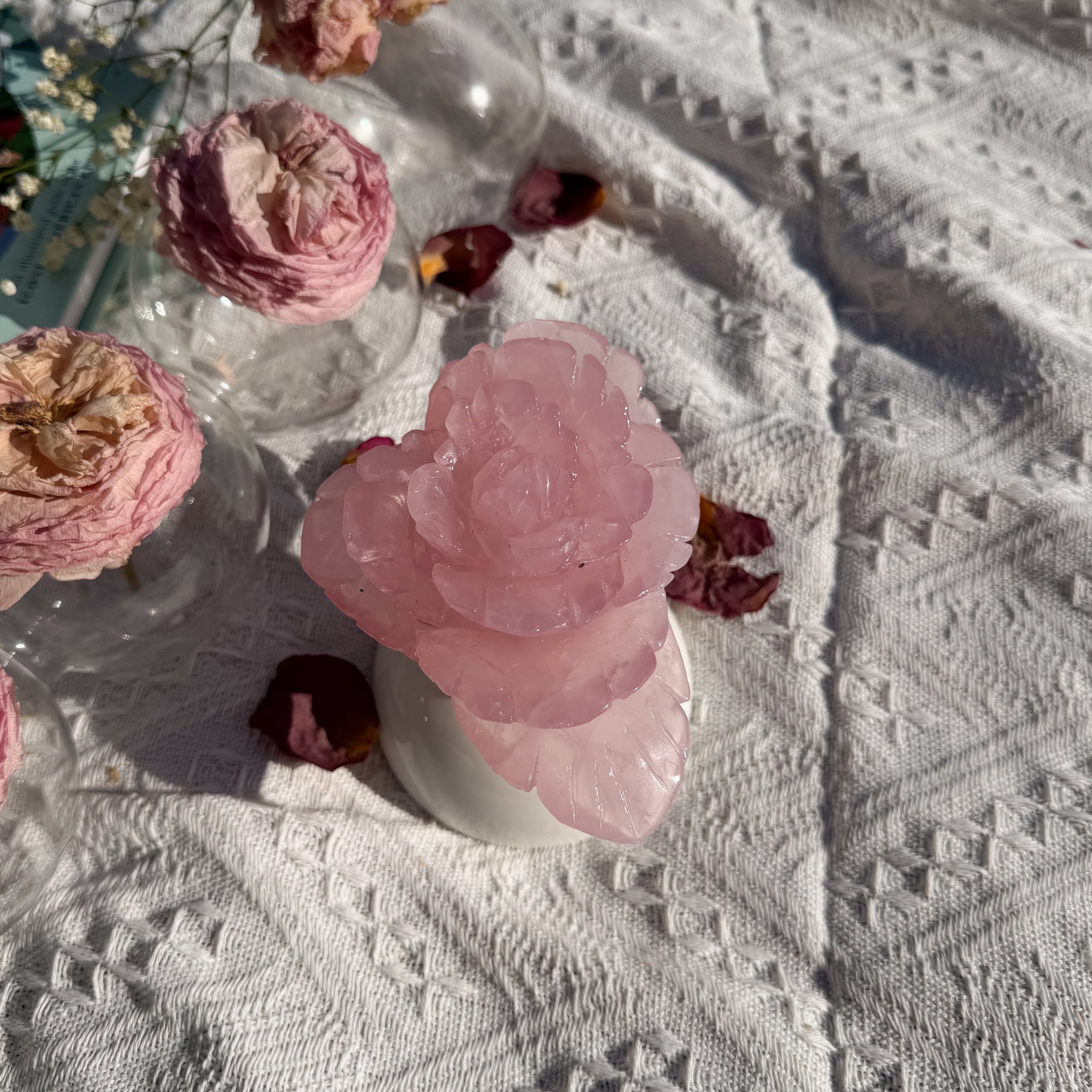 Rose Quartz Rose Carving (Choose Your Own)