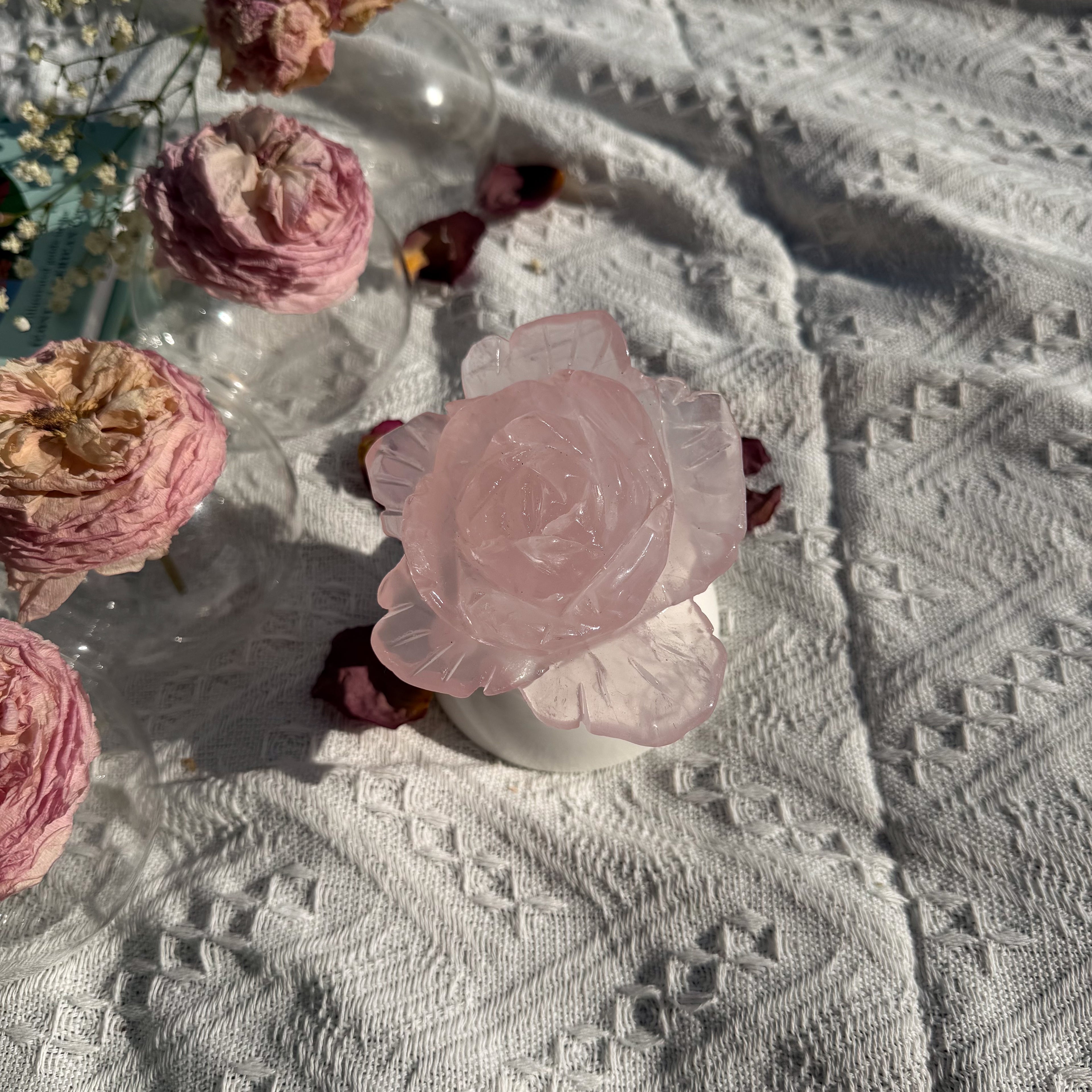 Rose Quartz Rose Carving (Choose Your Own)