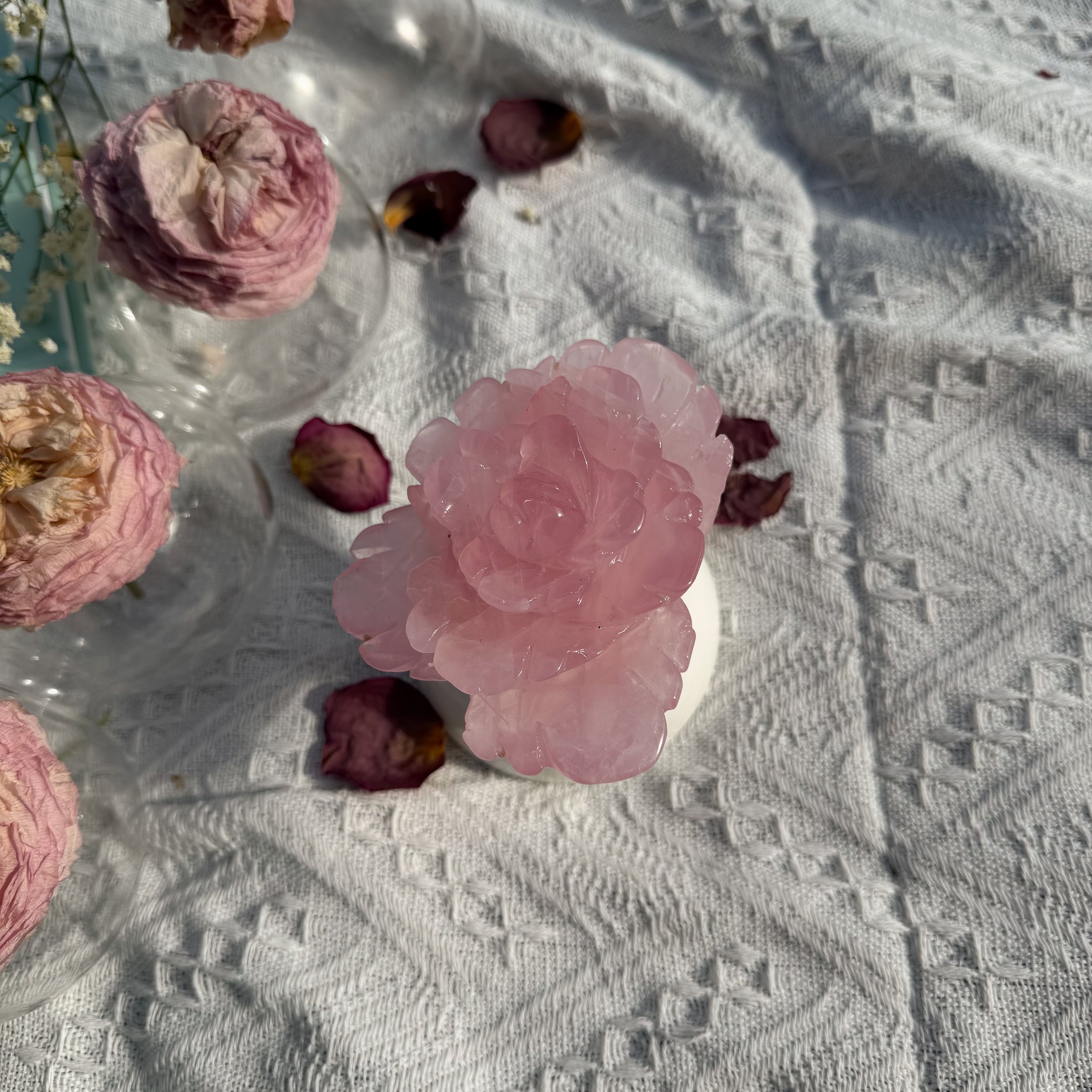 Rose Quartz Rose Carving (Choose Your Own)