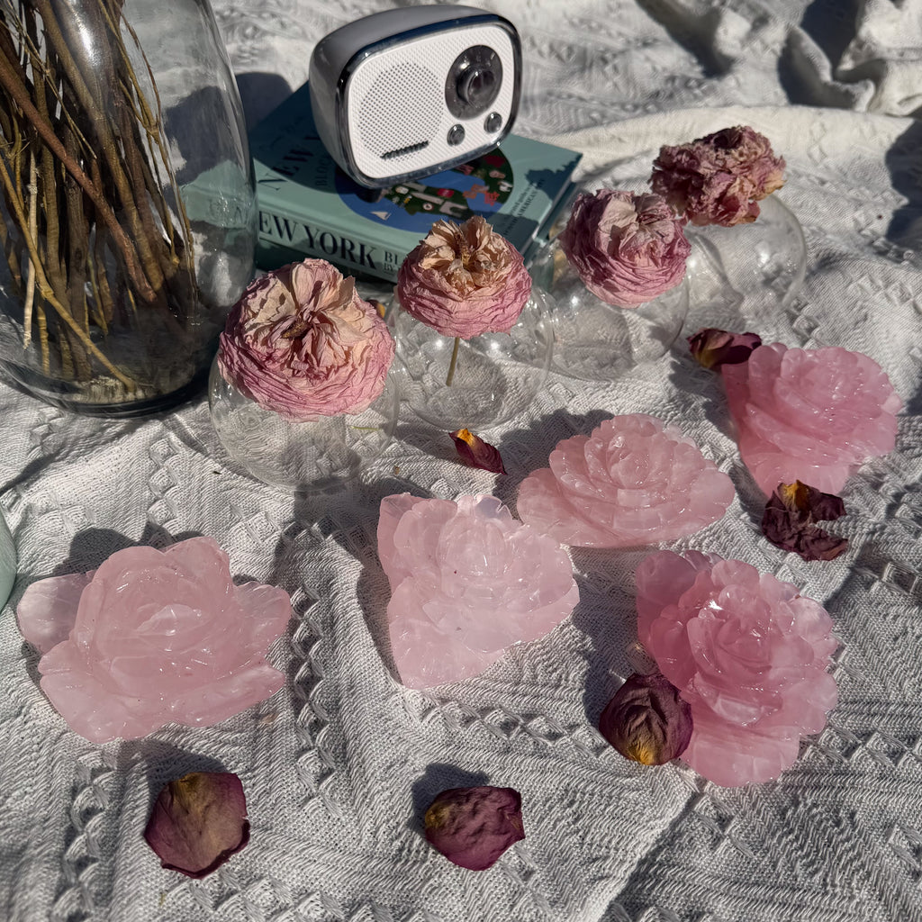 Rose Quartz Rose Carving (Choose Your Own)