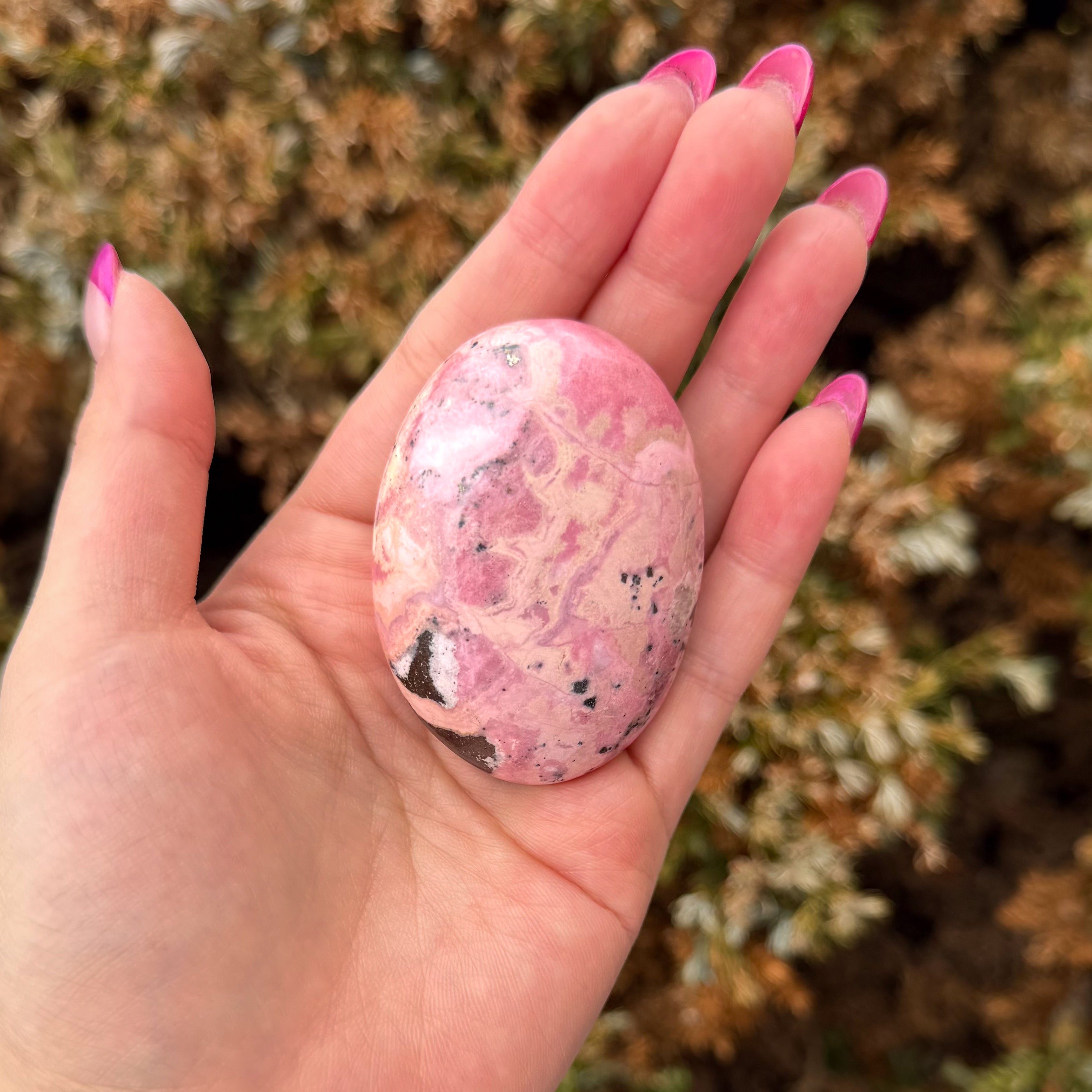 Peruvian Rhodonite Palm Stone B (High Grade)