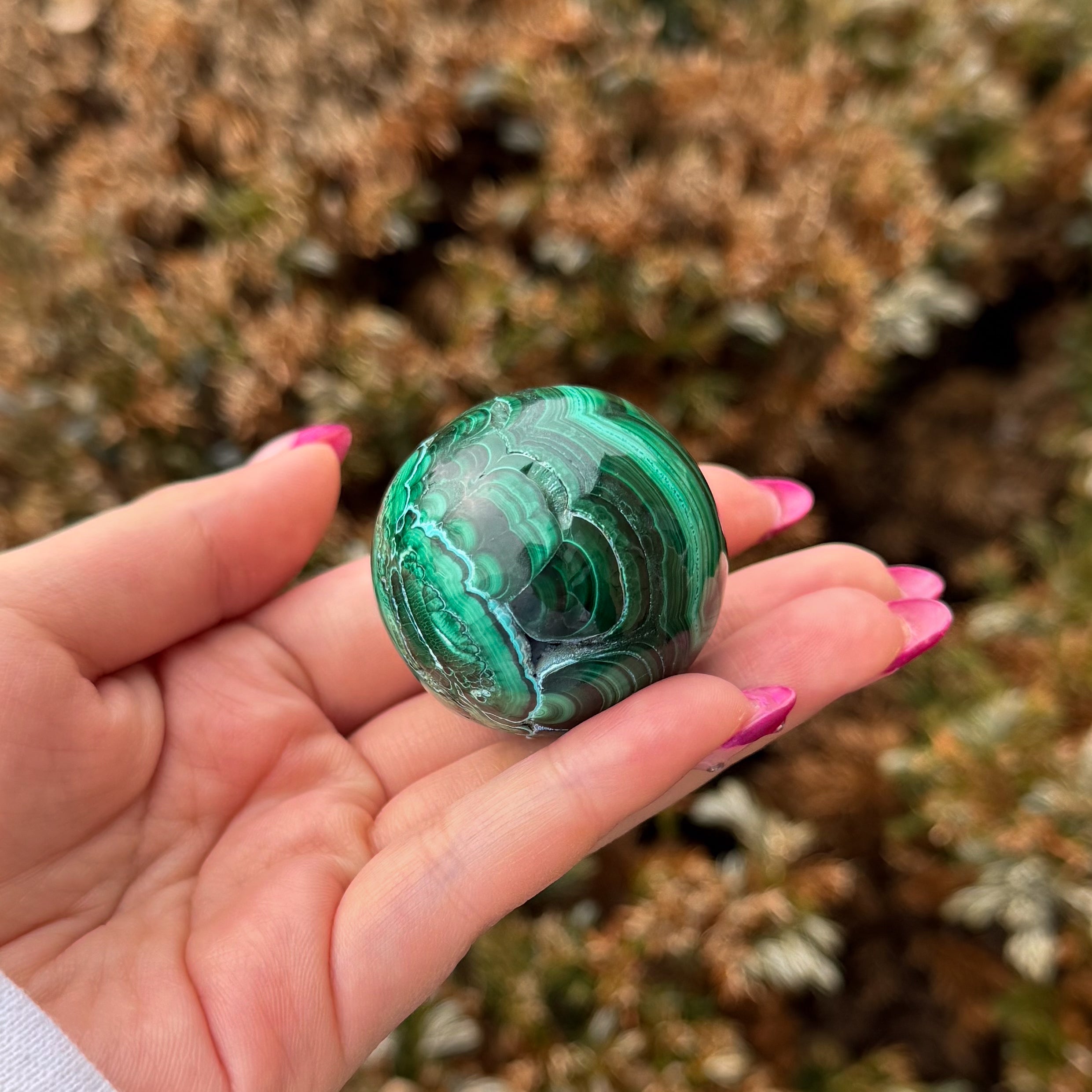Malachite with Minimal Chrysocolla Sphere C (High Grade)