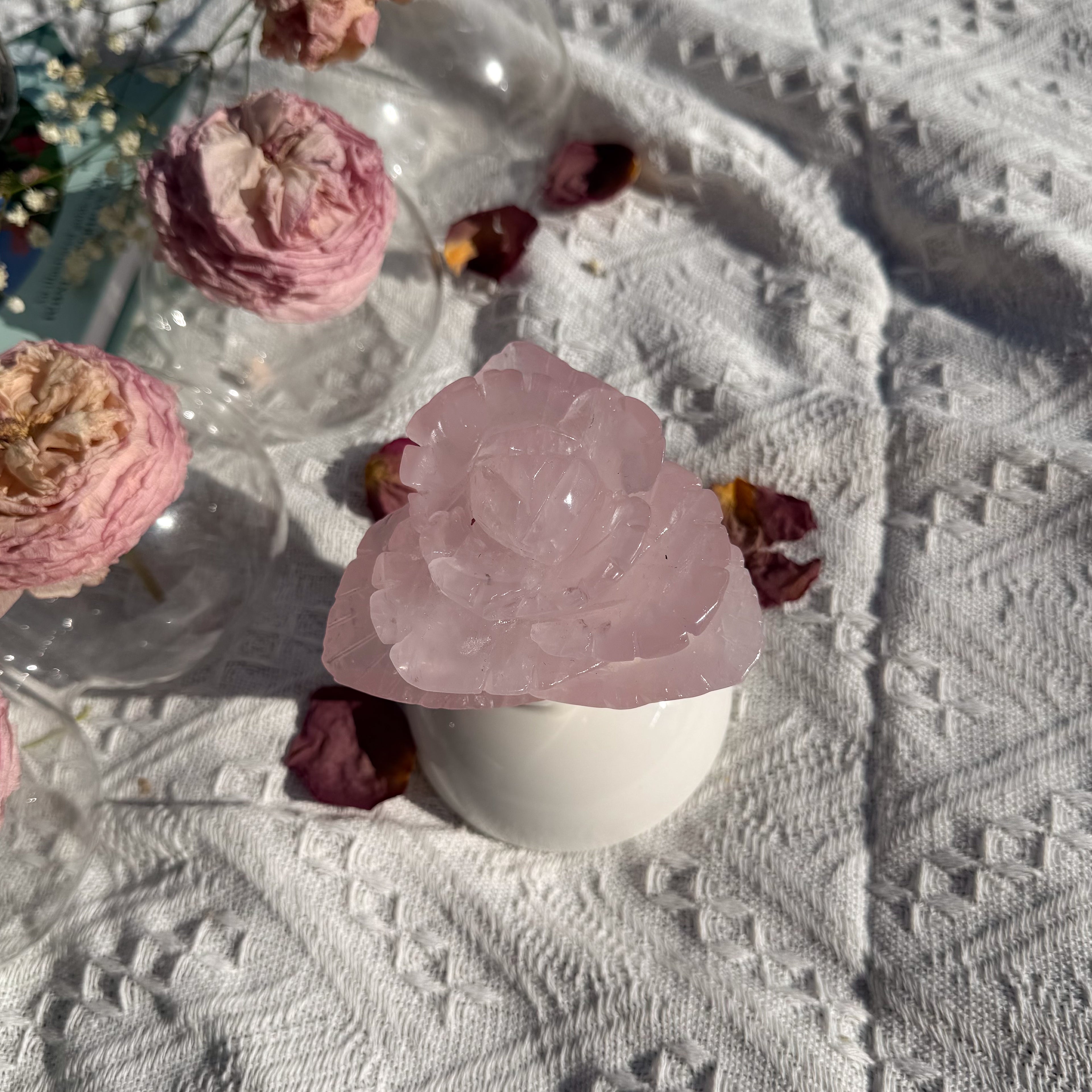 Rose Quartz Rose Carving (Choose Your Own)