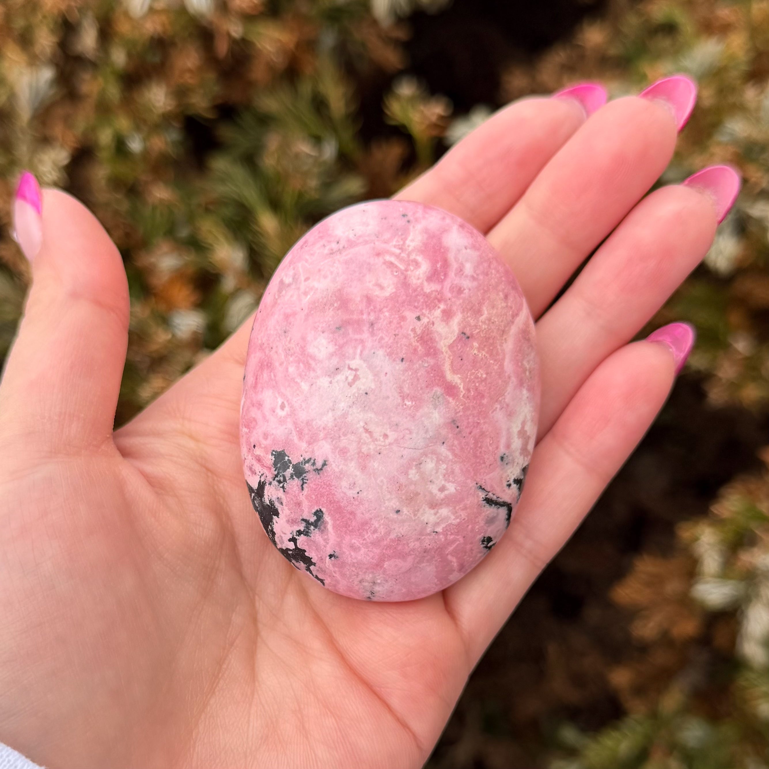 Peruvian Rhodonite Palm Stone A (High Grade)