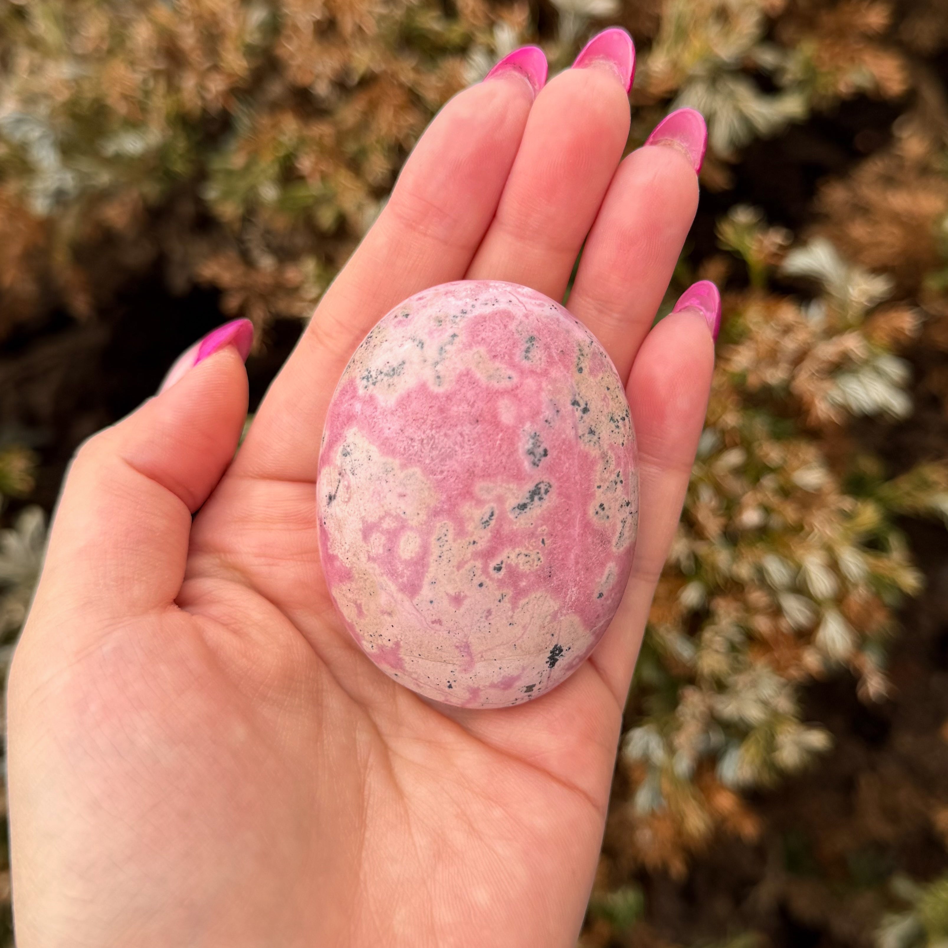 Peruvian Rhodonite Palm Stone C (High Grade)