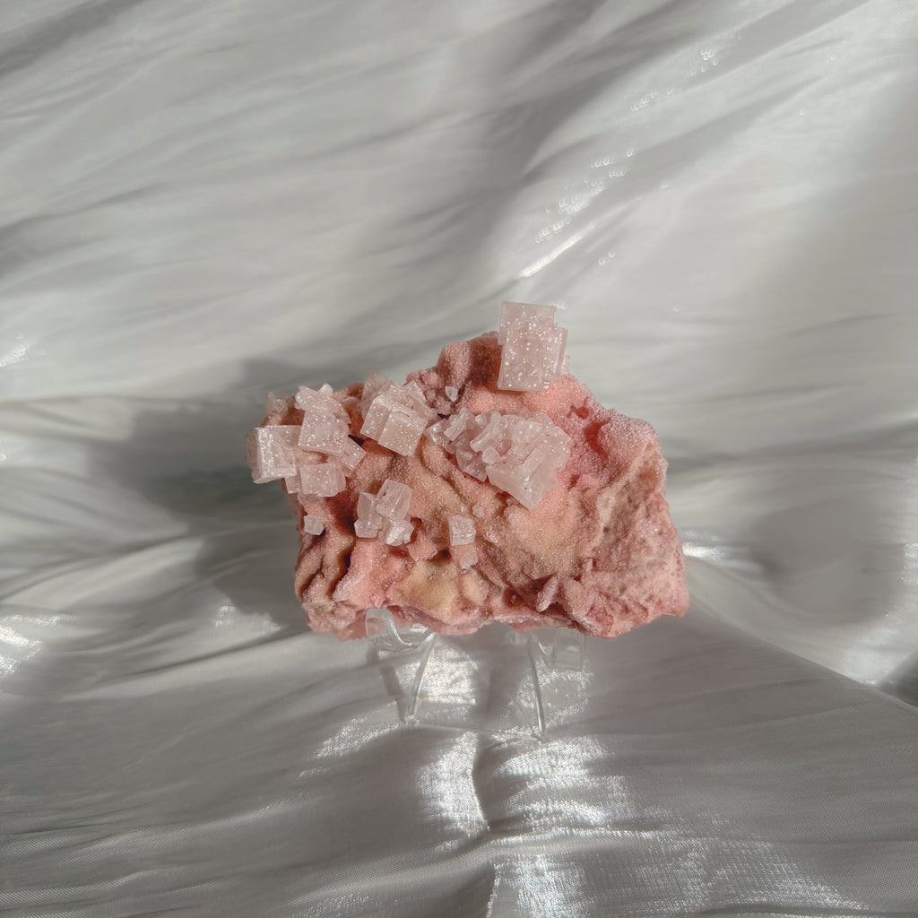 Pink Halite Crystal Cluster F