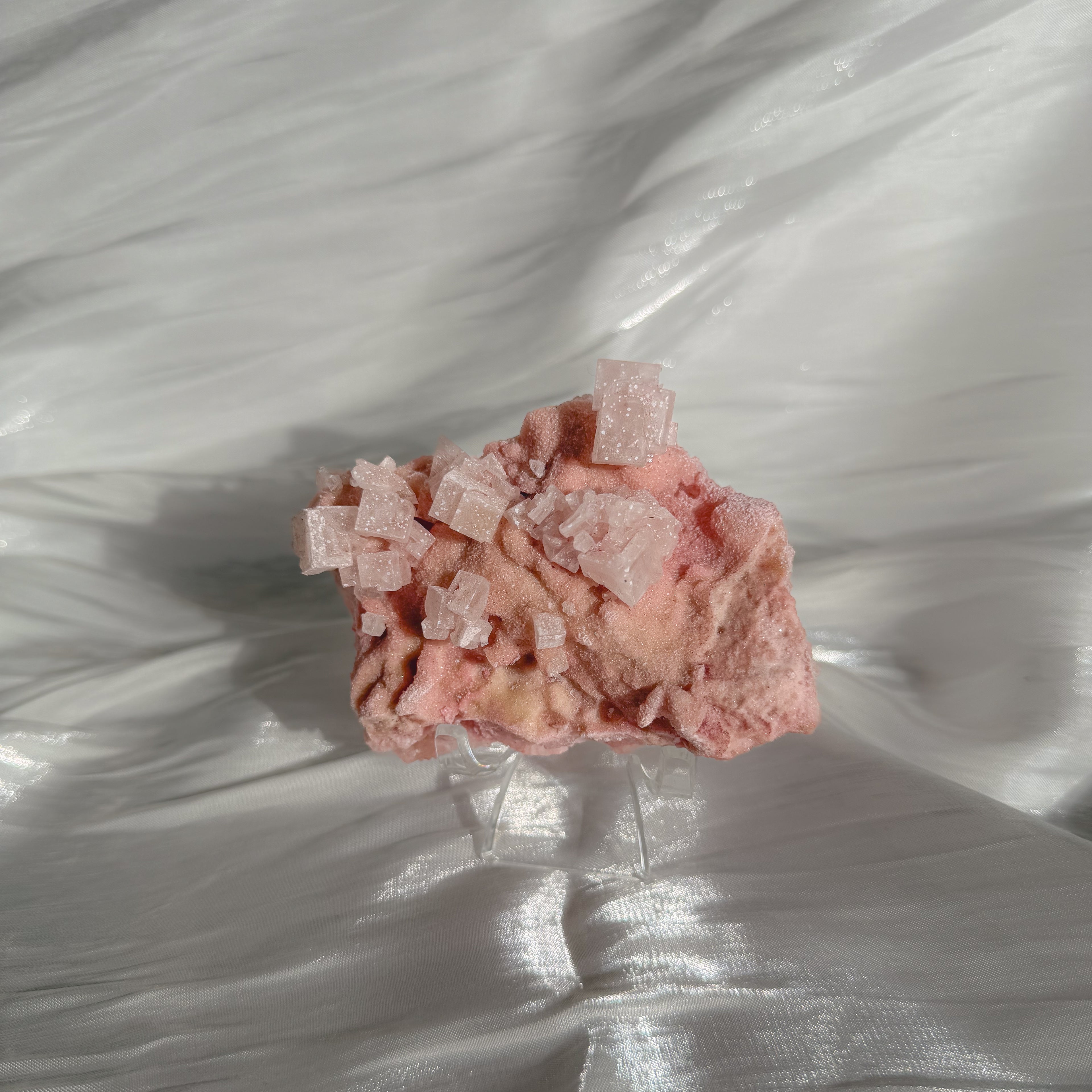 Pink Halite Crystal Cluster F