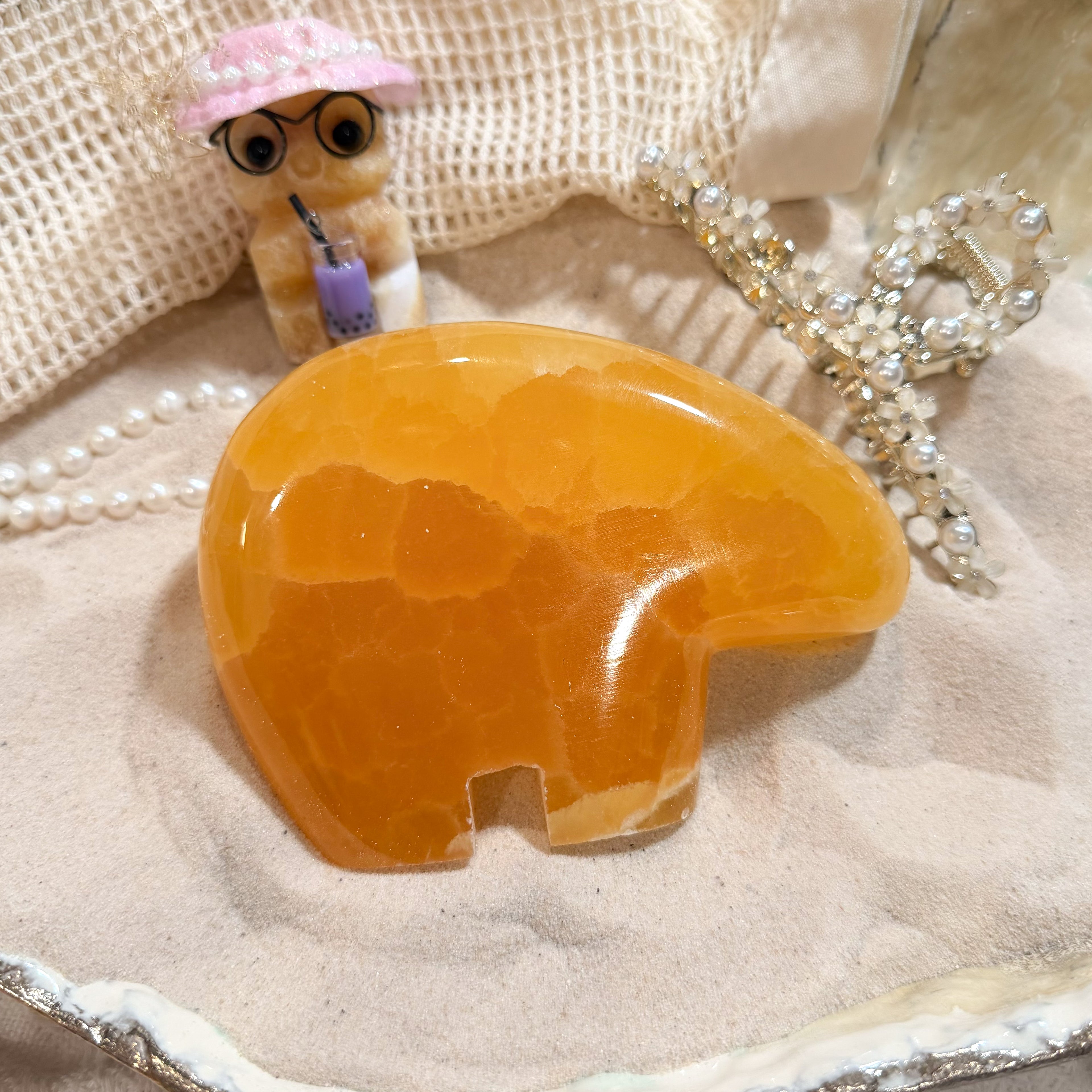 Honey Calcite Statement Bear (Choose Your Own)
