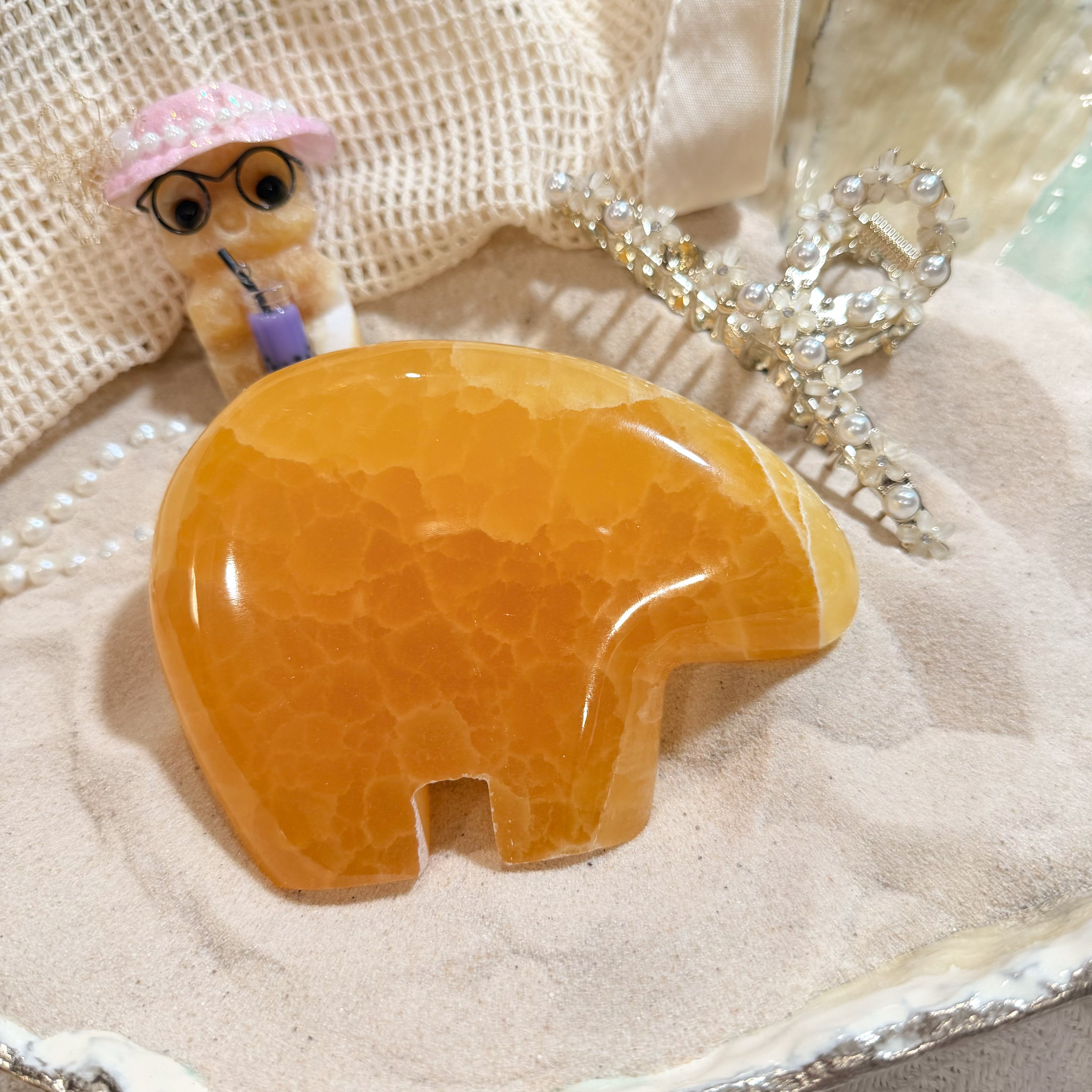 Honey Calcite Statement Bear (Choose Your Own)