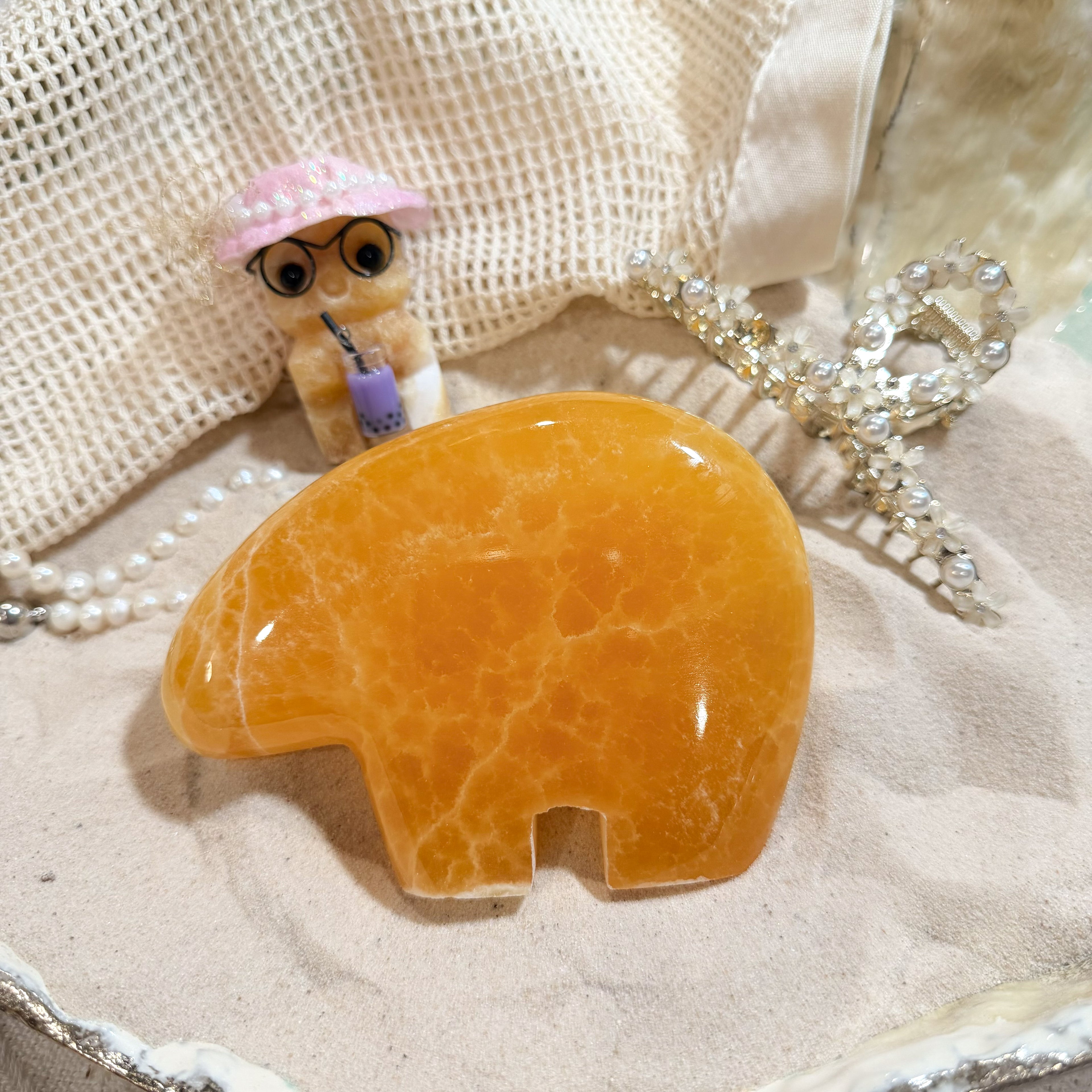 Honey Calcite Statement Bear (Choose Your Own)