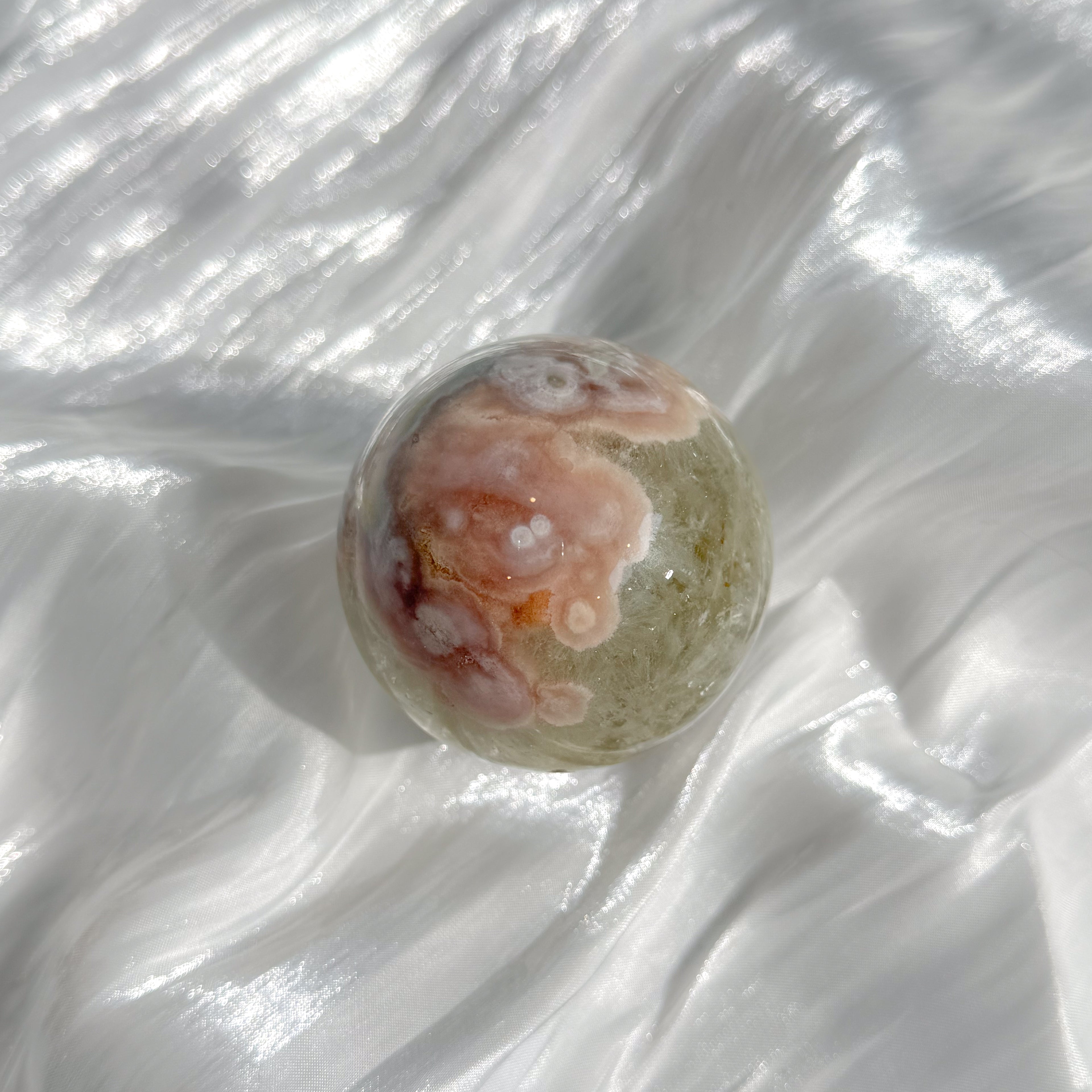 Green Flower Agate Sphere