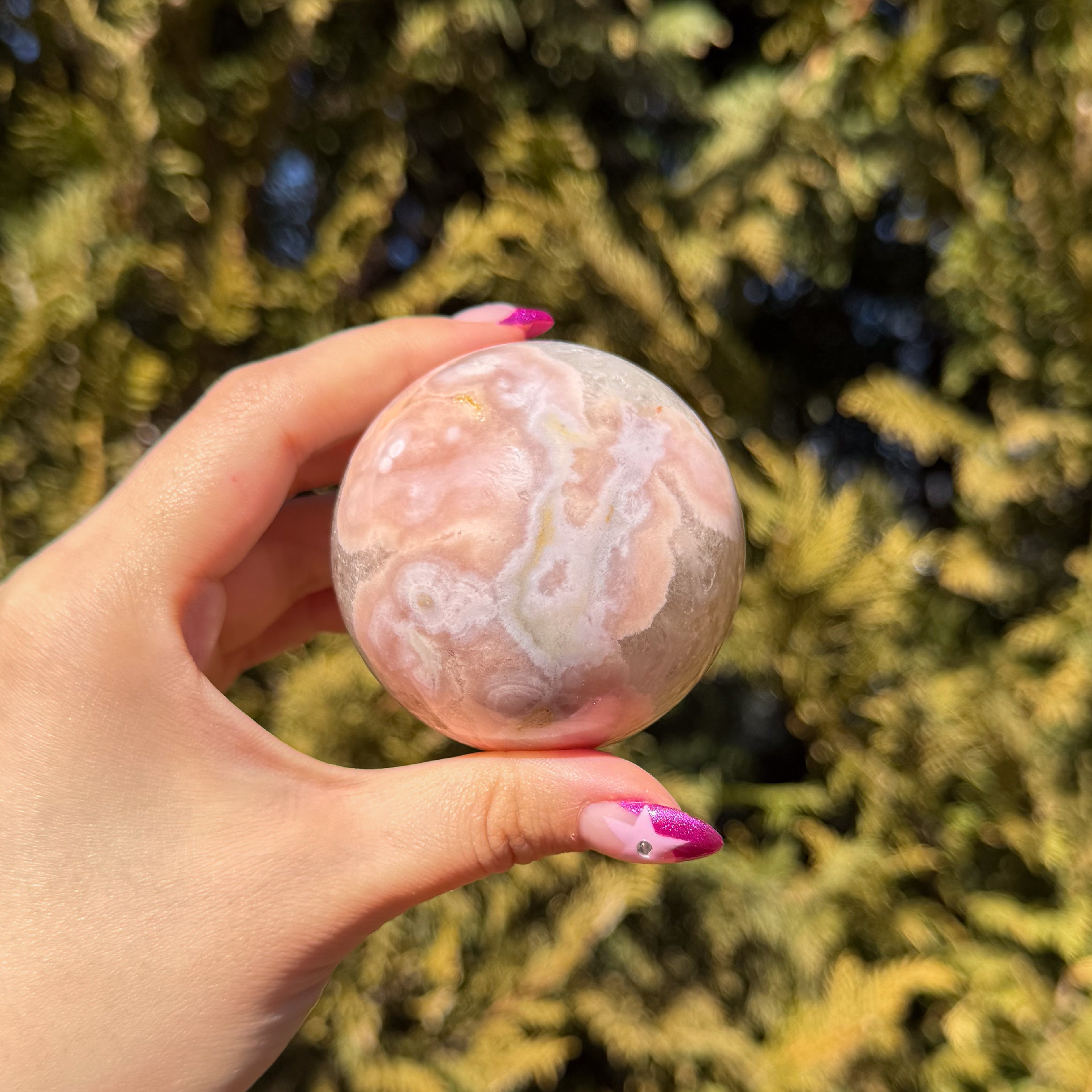 Green Flower Agate Sphere