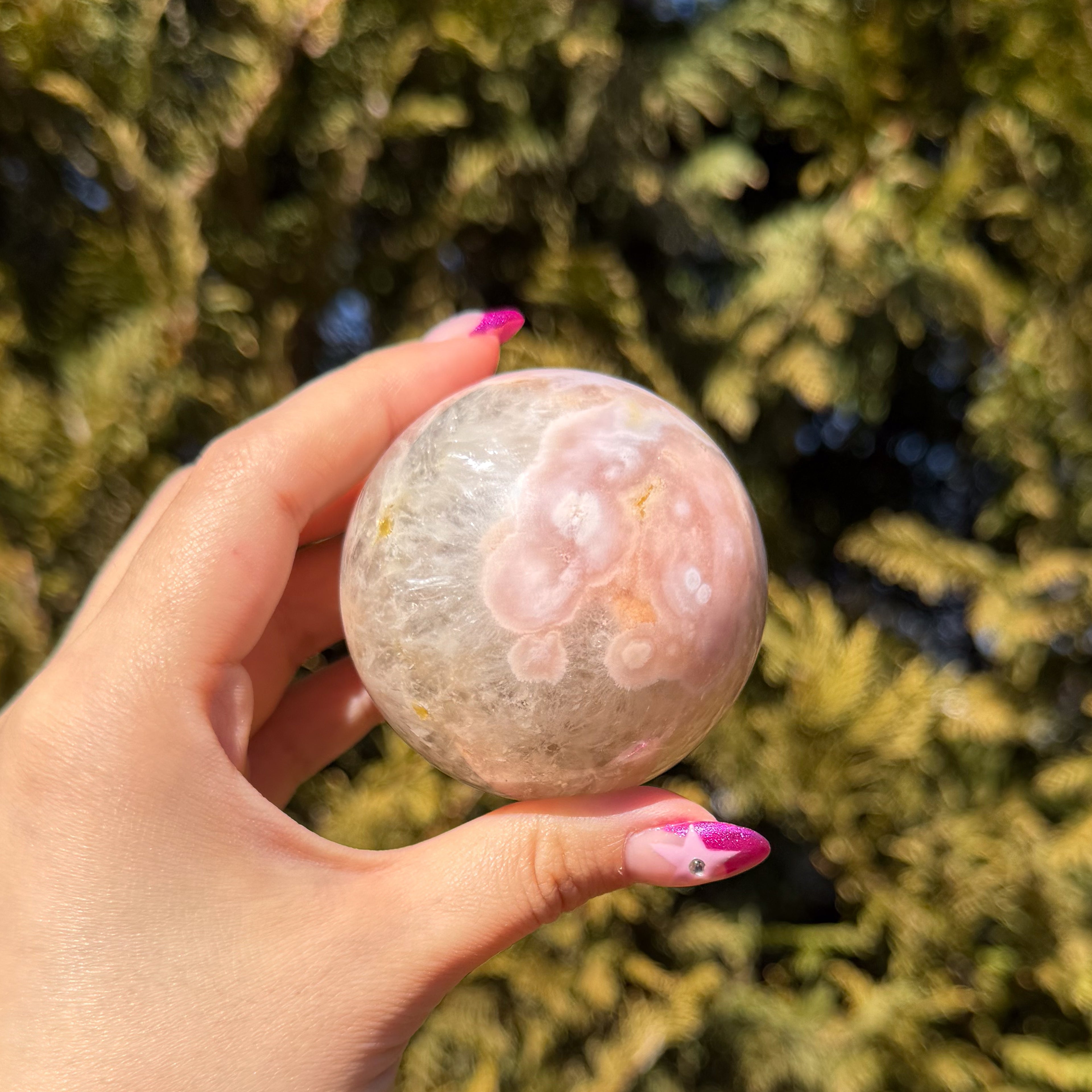 Green Flower Agate Sphere