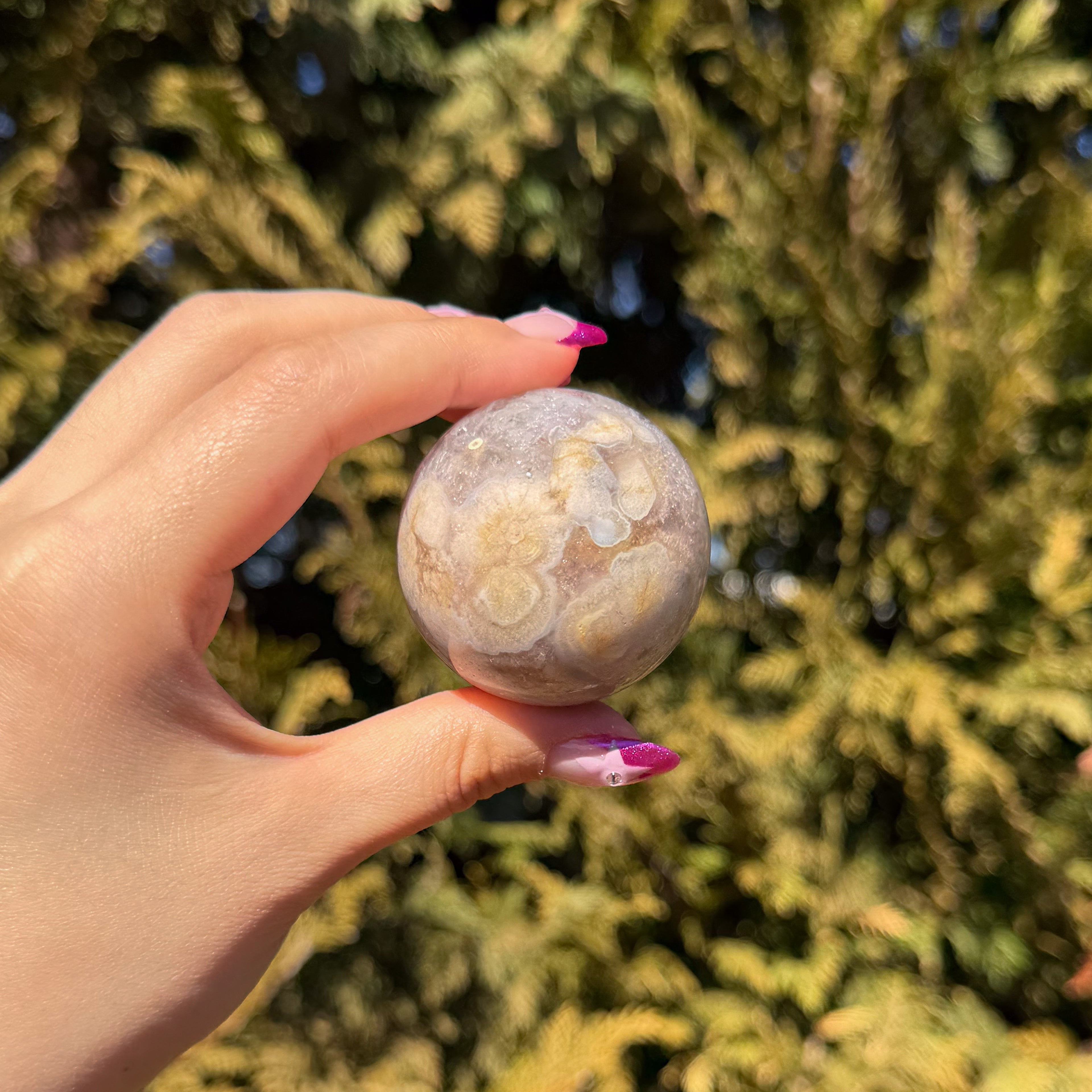 Flower Agate x Pink Amethyst Sphere A