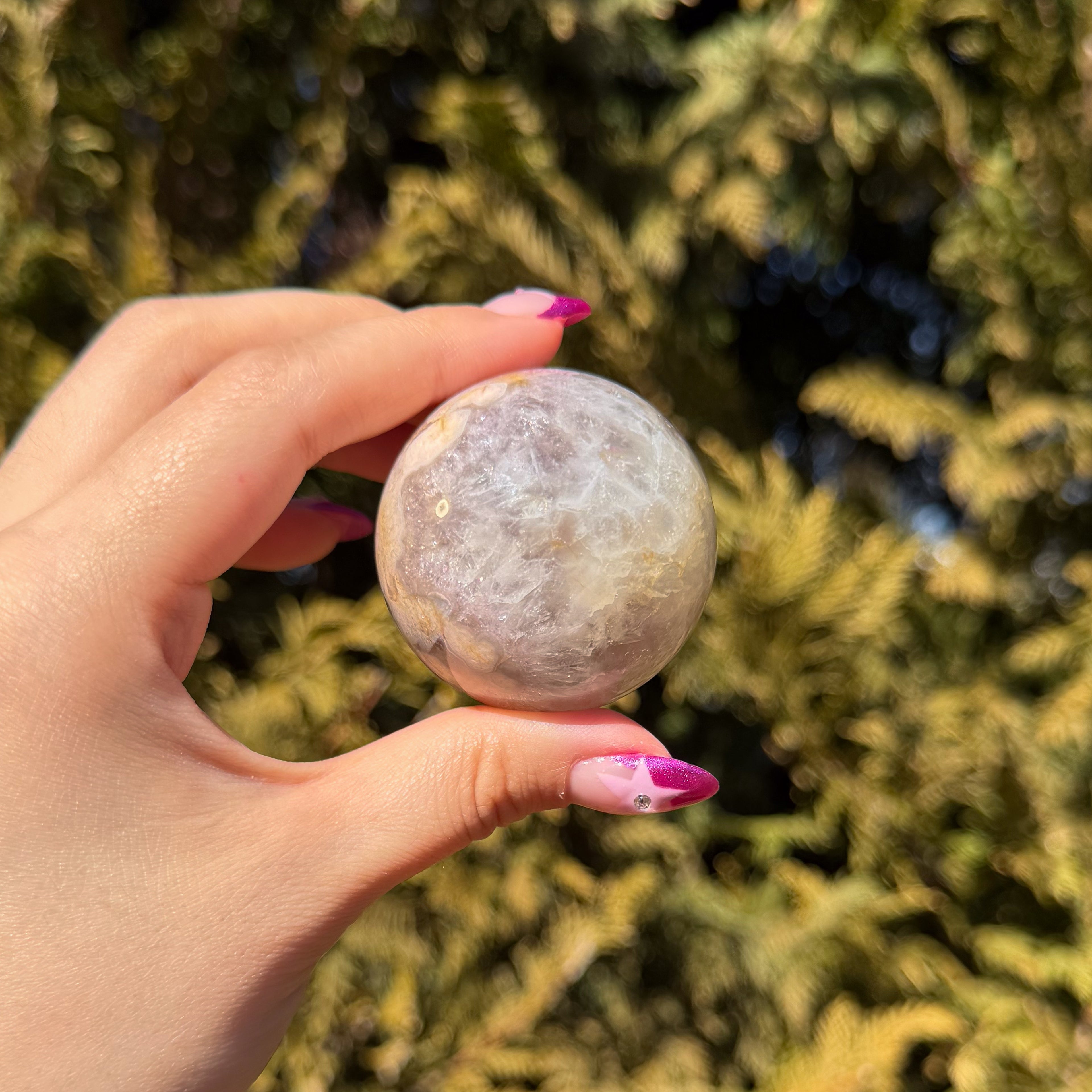 Flower Agate x Pink Amethyst Sphere A