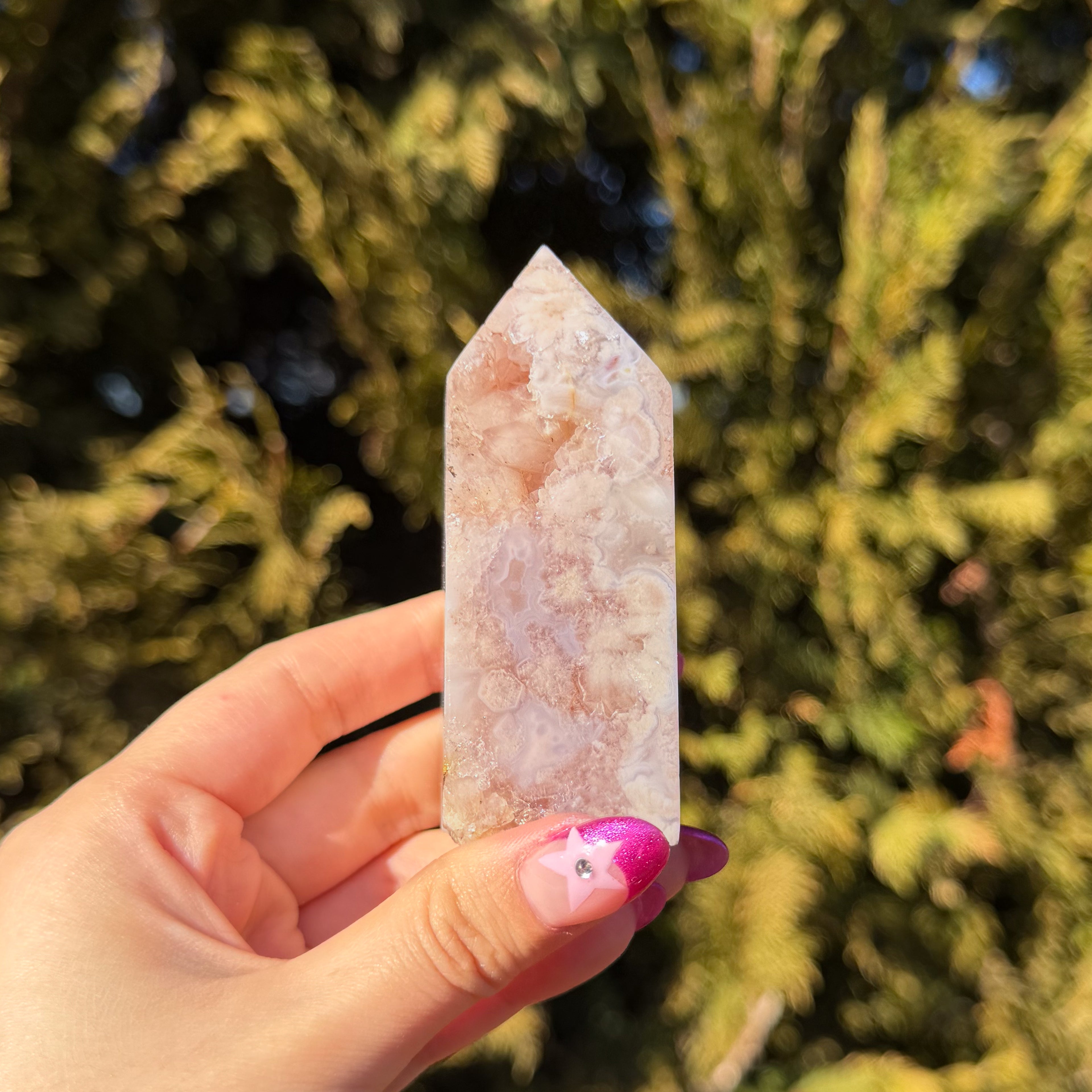 Flower Agate x Pink Amethyst Tower Tower C