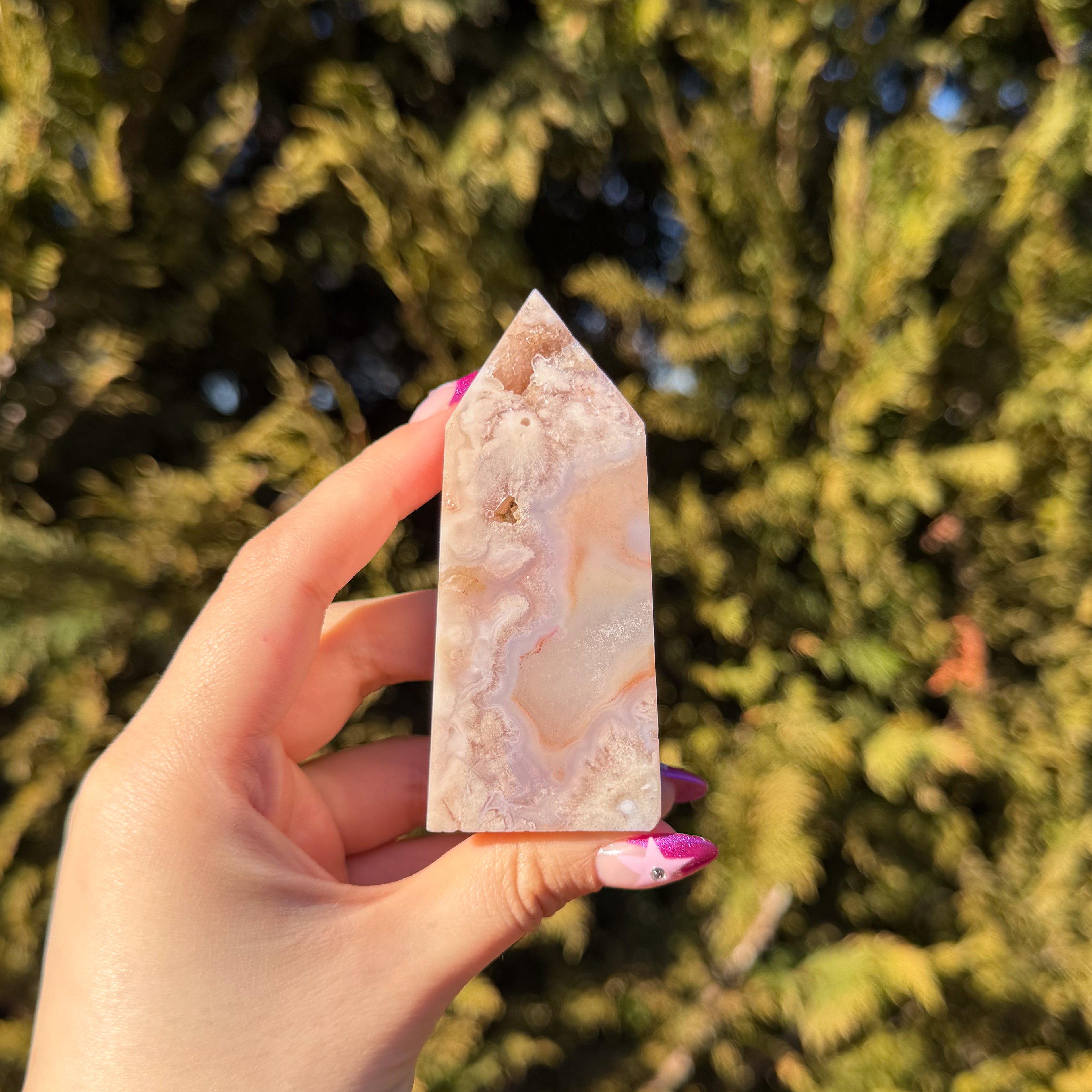 Flower Agate x Pink Amethyst Tower Tower C