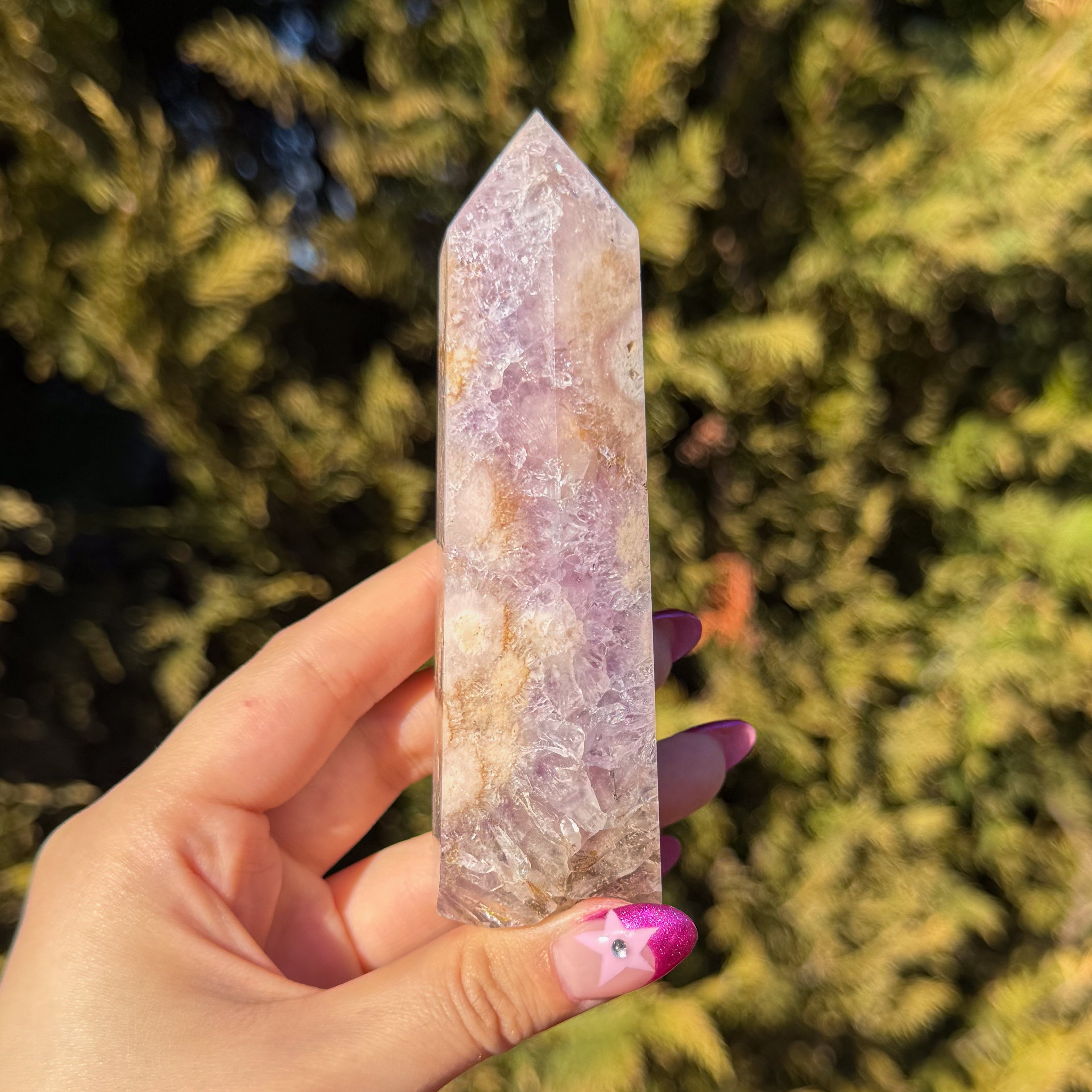 Flower Agate x Pink Amethyst Tower F