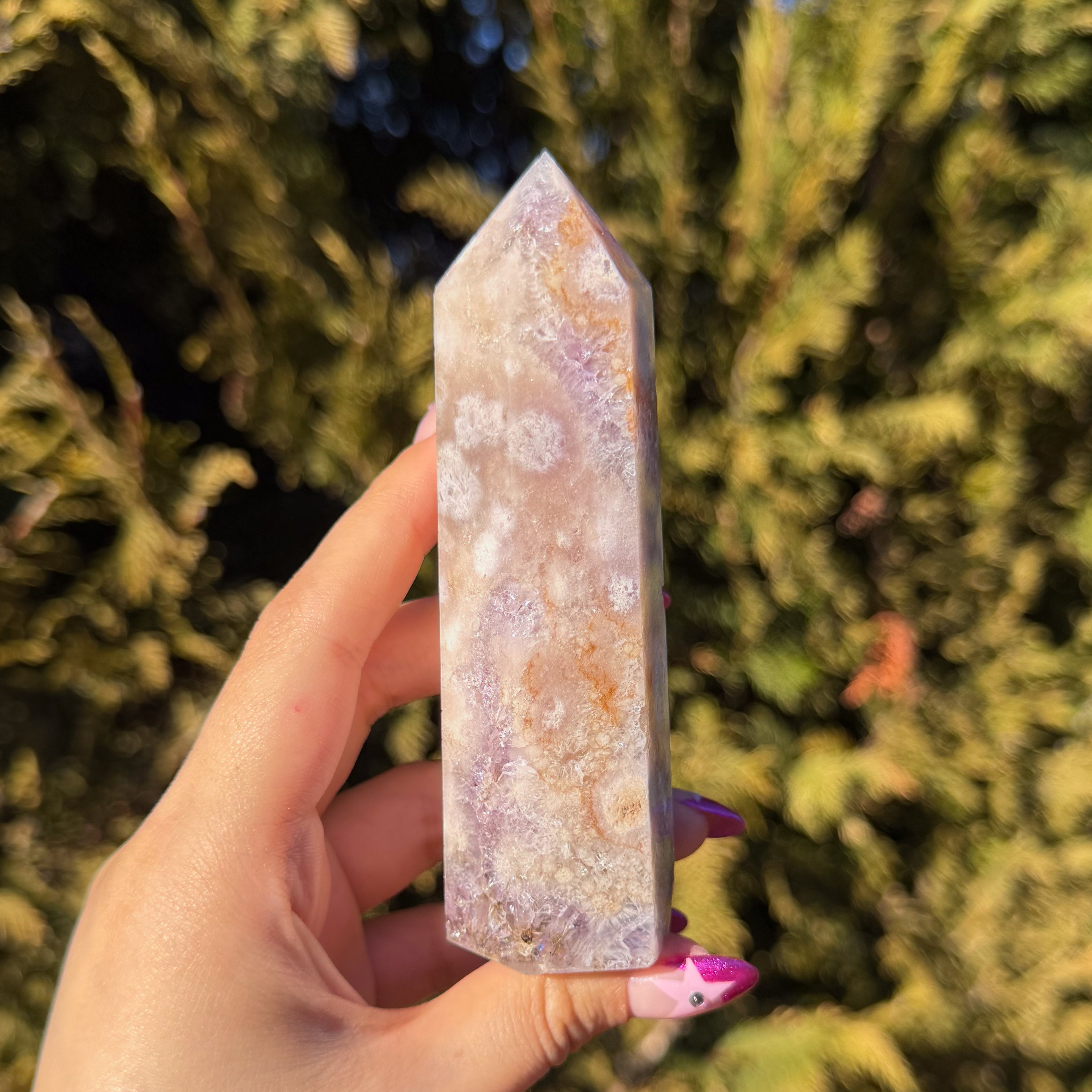 Flower Agate x Pink Amethyst Tower F