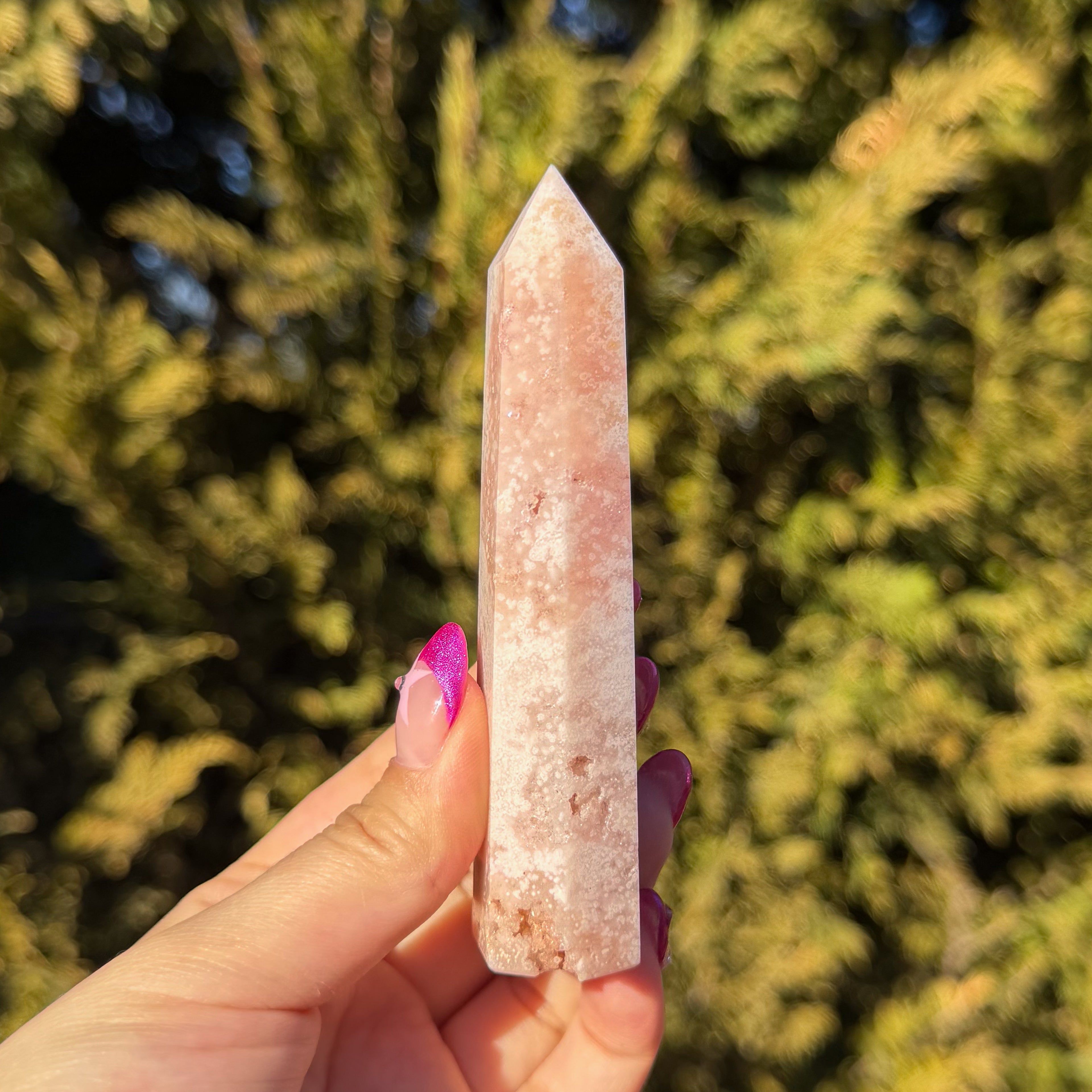 Flower Agate x Pink Amethyst Tower H