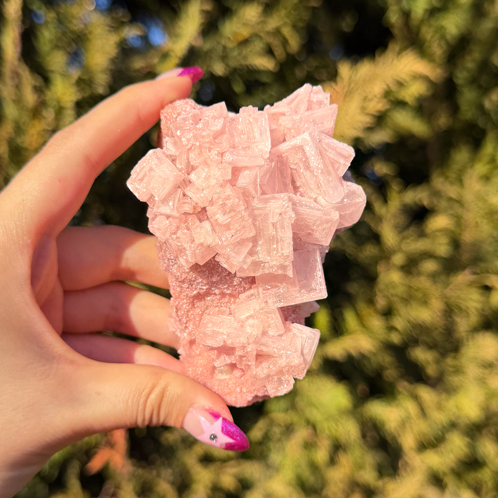 Pink Halite Crystal Cluster G