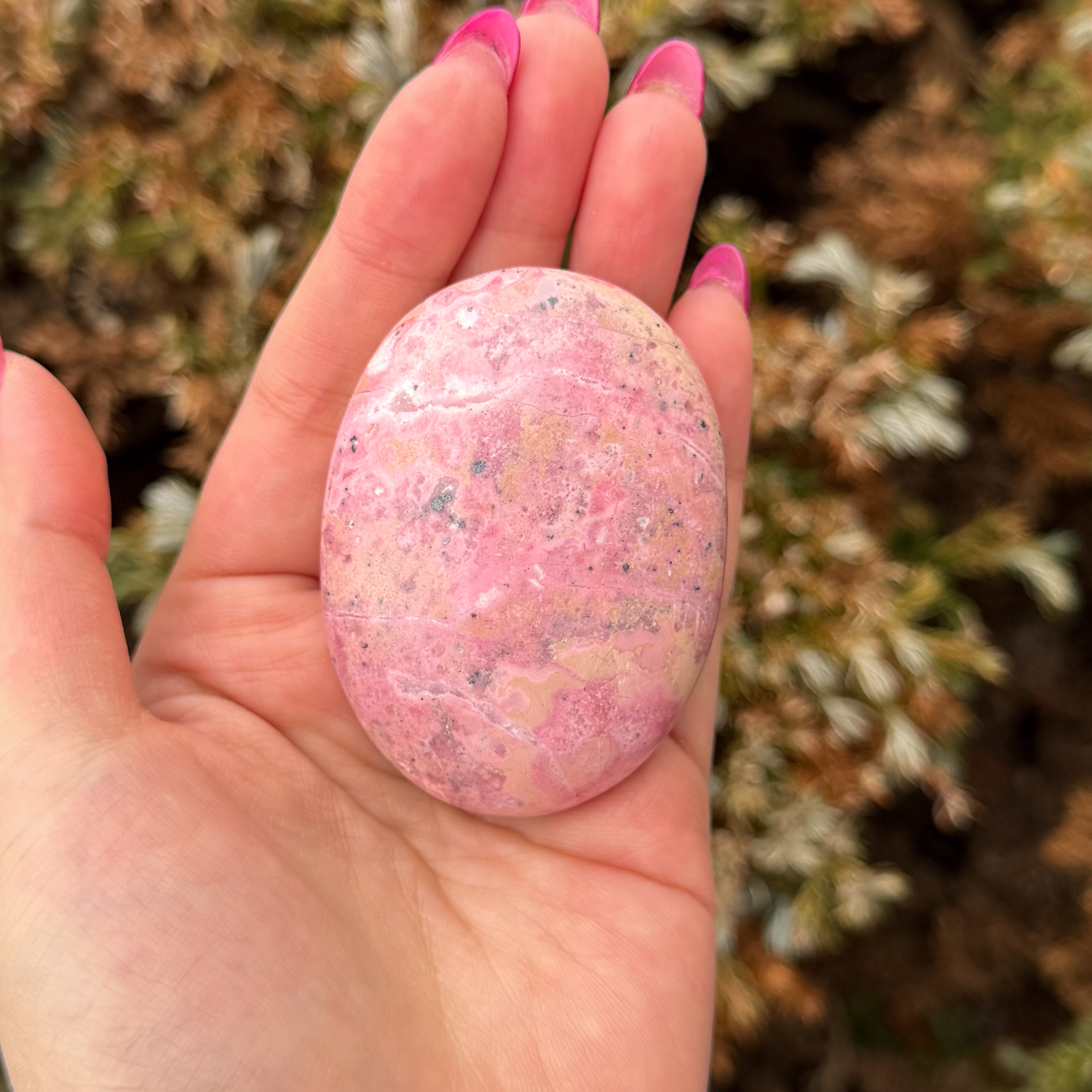 Peruvian Rhodonite Palm Stone D (High Grade)