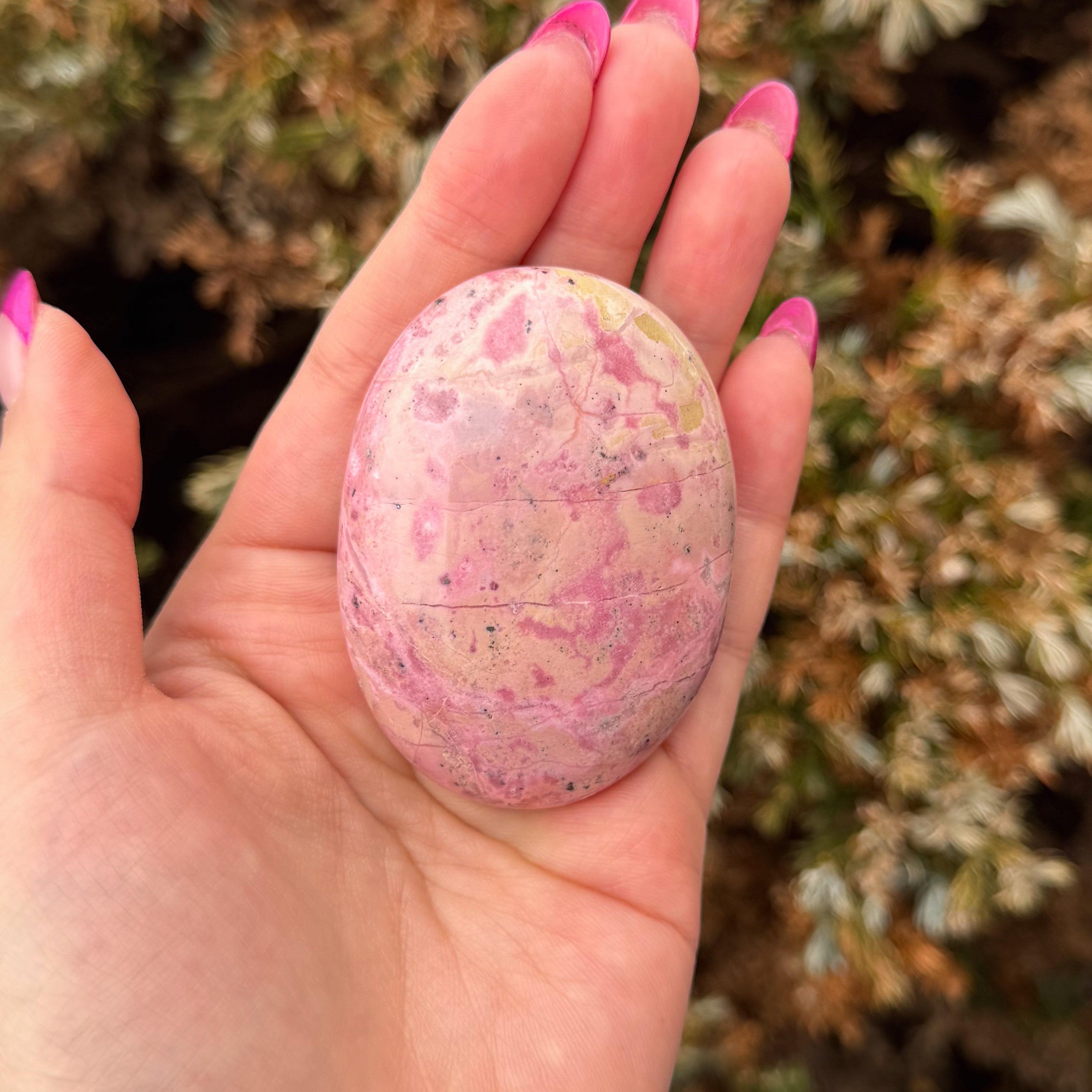 Peruvian Rhodonite Palm Stone D (High Grade)