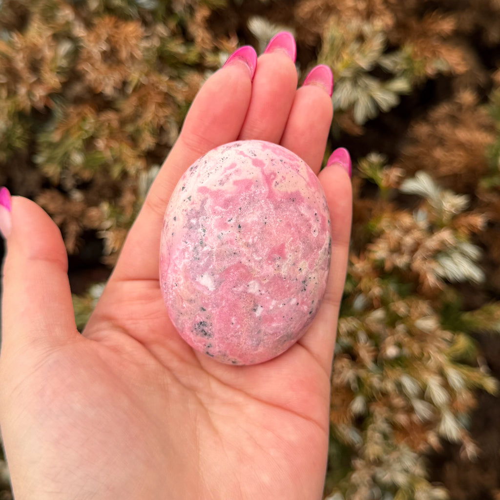 Peruvian Rhodonite Palm Stone E (High Grade)