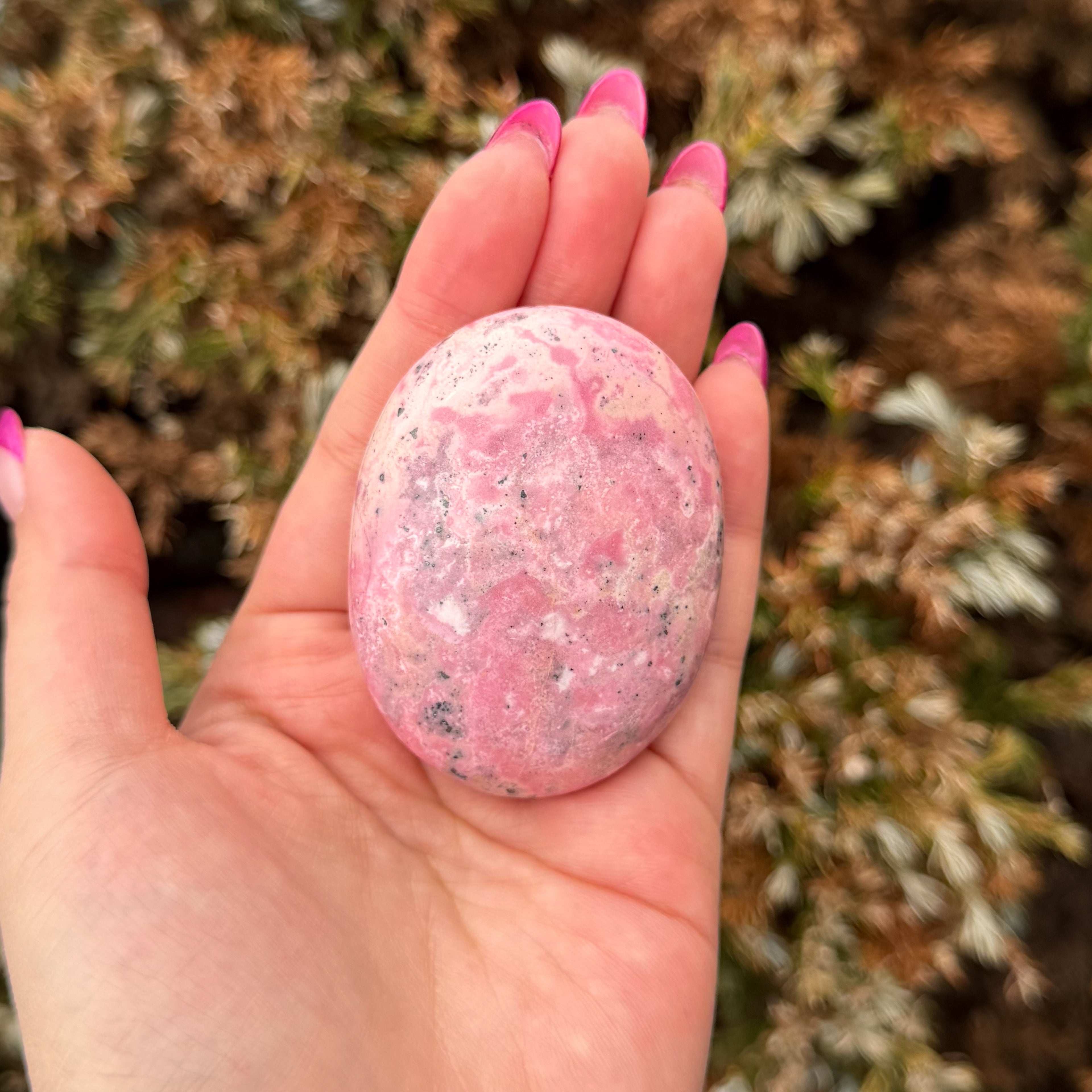 Peruvian Rhodonite Palm Stone E (High Grade)