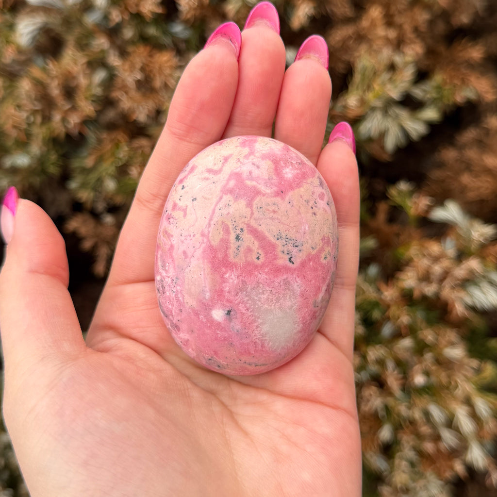 Peruvian Rhodonite Palm Stone E (High Grade)