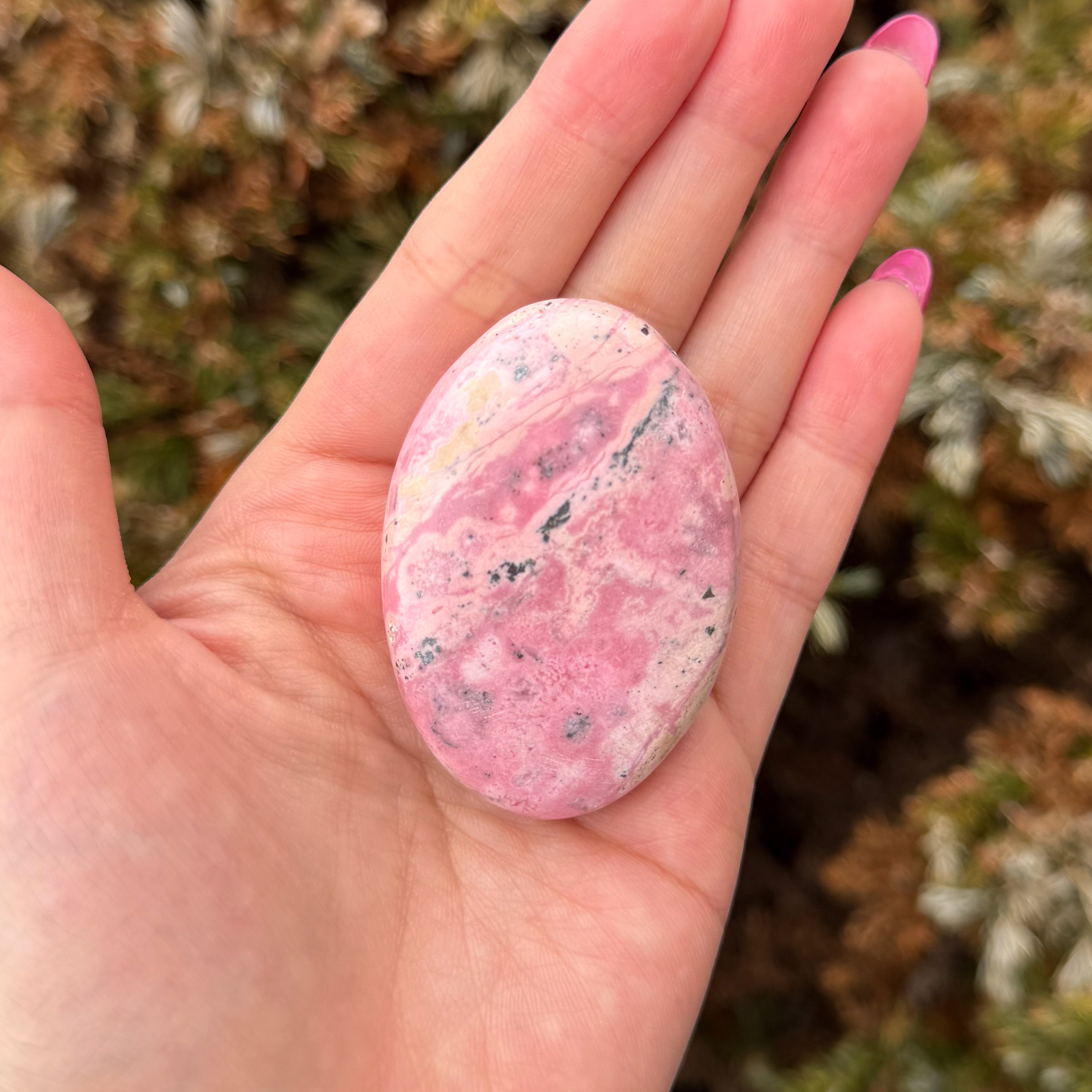 Peruvian Rhodonite Palm Stone F (High Grade)