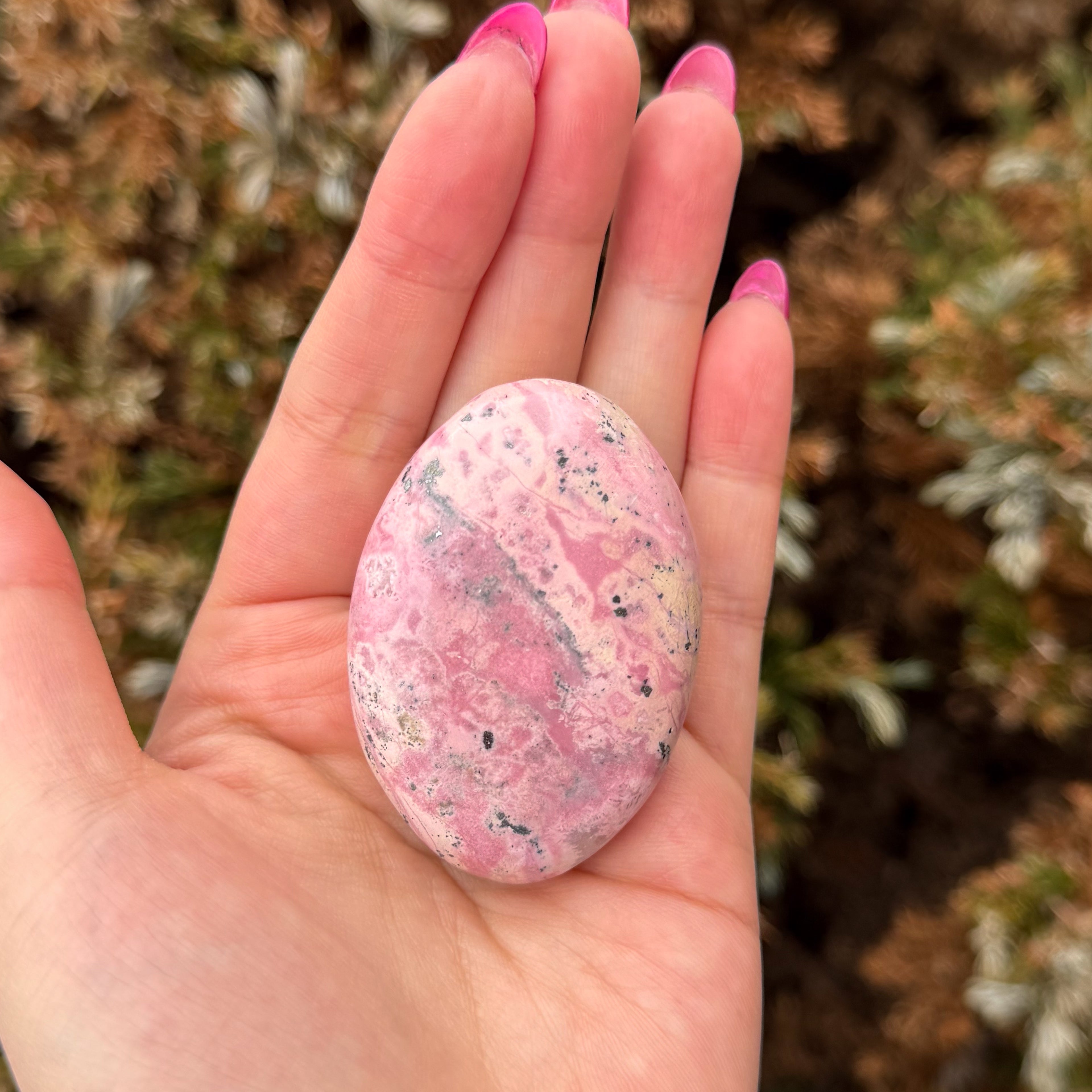 Peruvian Rhodonite Palm Stone F (High Grade)