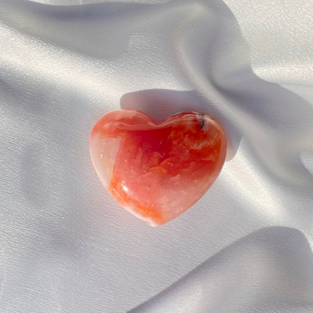 Carnelian Flower Agate Heart A