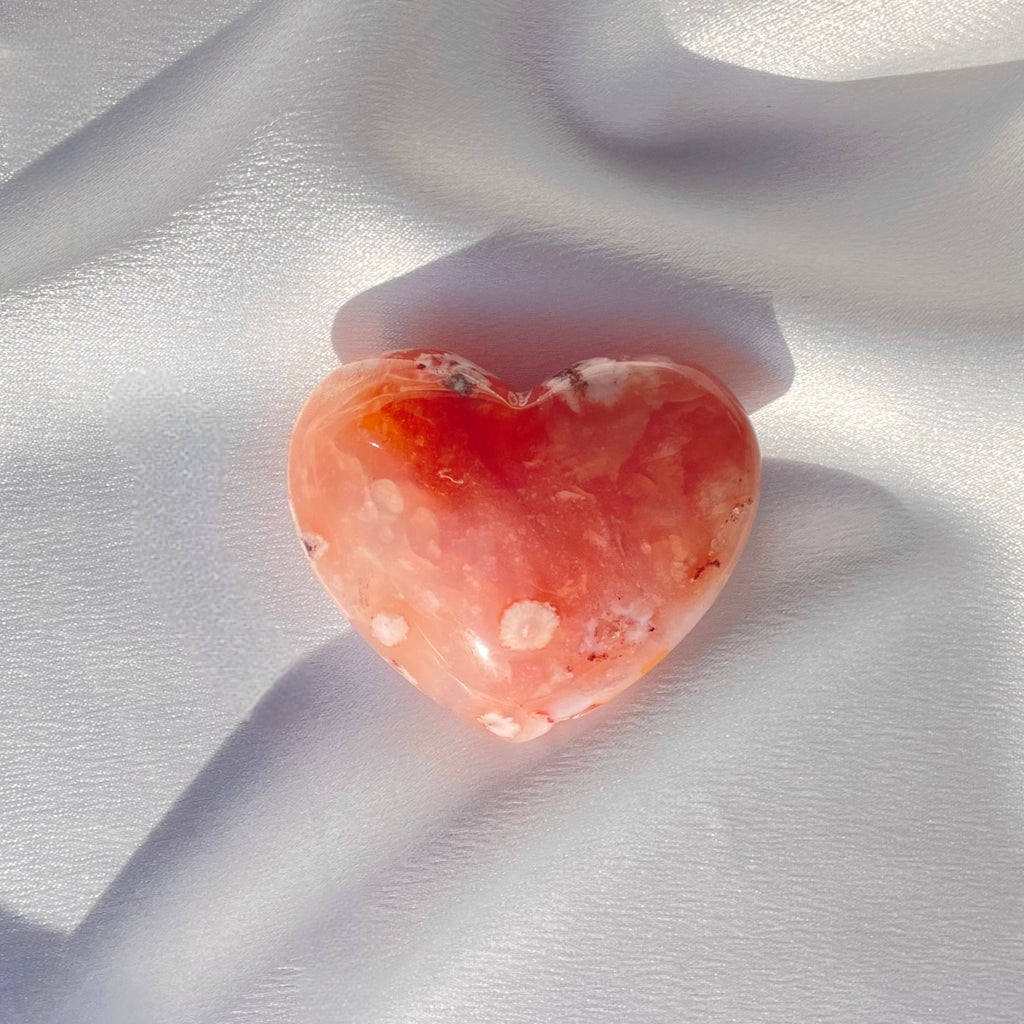 Carnelian Flower Agate Heart A
