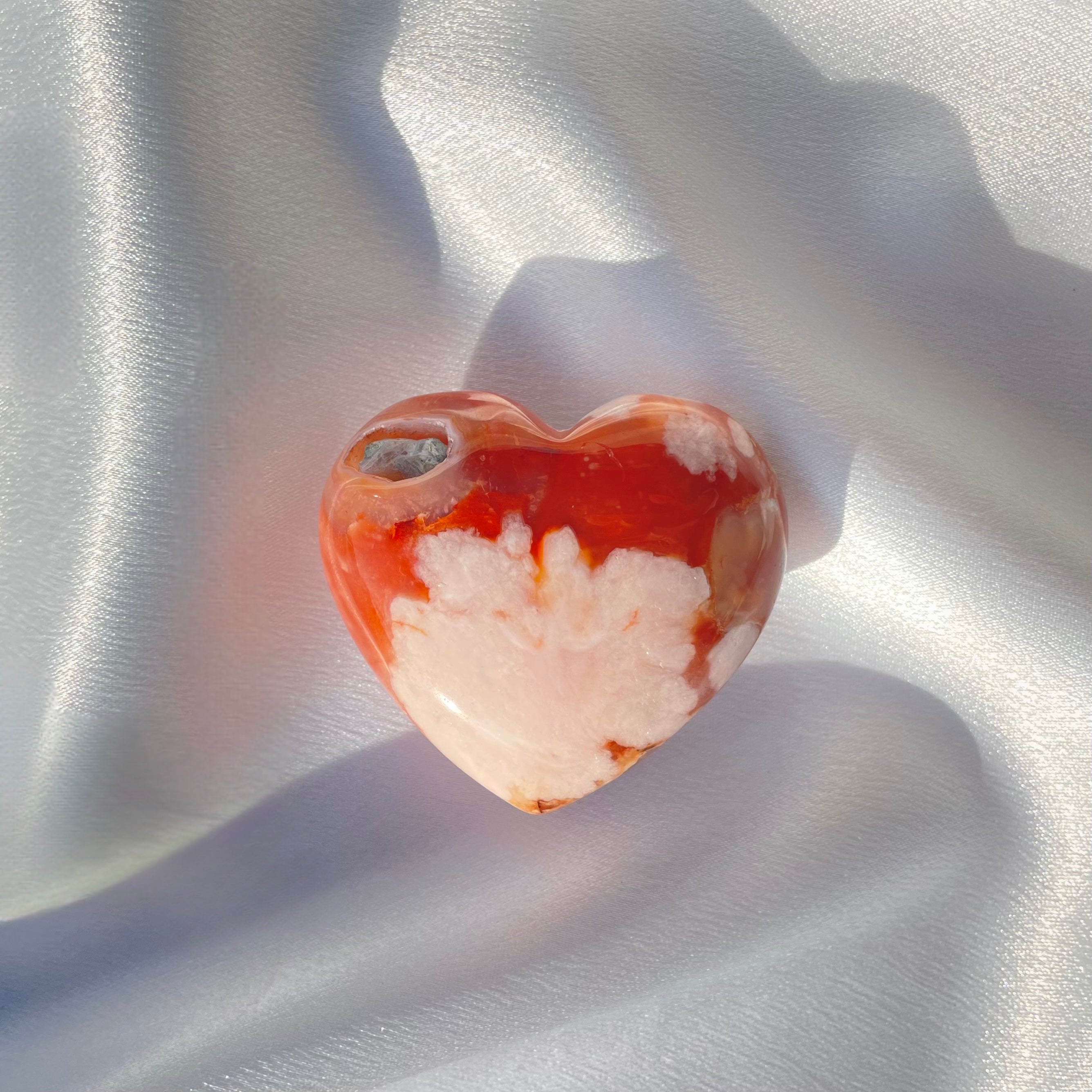 Carnelian Flower Agate Heart C
