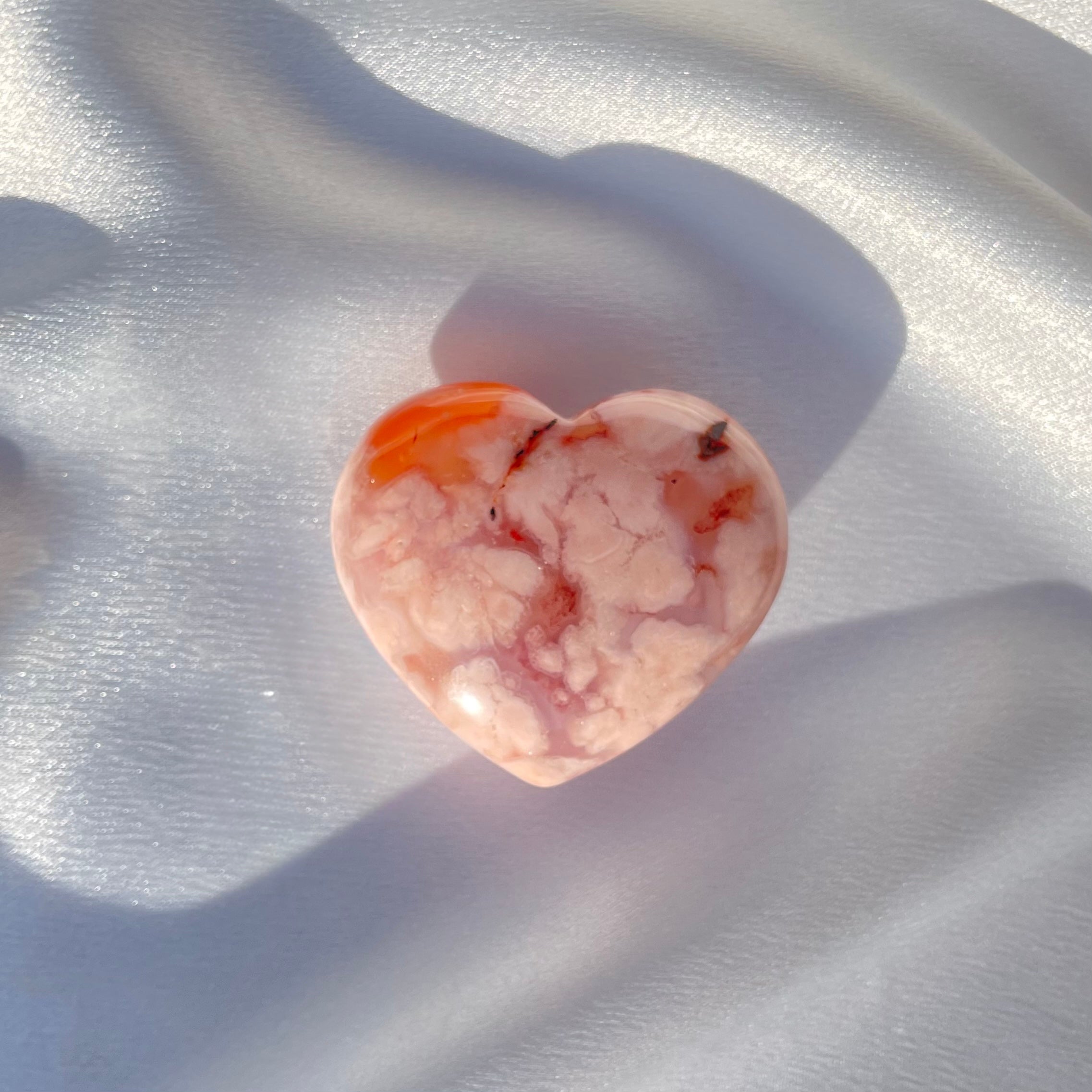 Carnelian Flower Agate Heart E